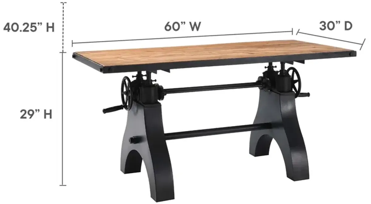 Genuine 60" Crank Adjustable Height Dining Table and Computer Desk