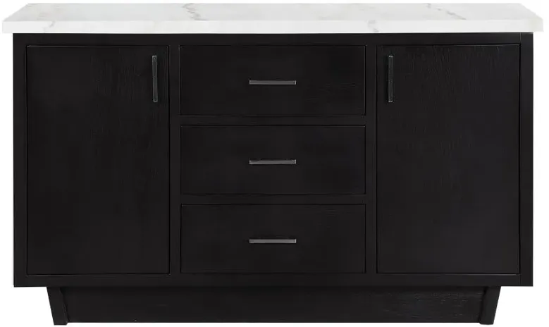 Sherry 3-drawer Marble Top Dining Sideboard Server White and Rustic Espresso