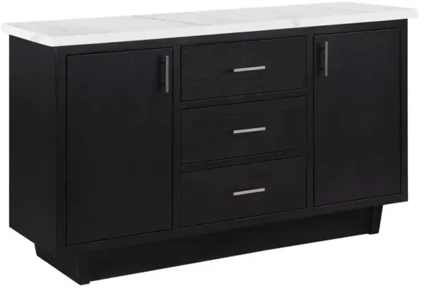 Sherry 3-drawer Marble Top Dining Sideboard Server White and Rustic Espresso