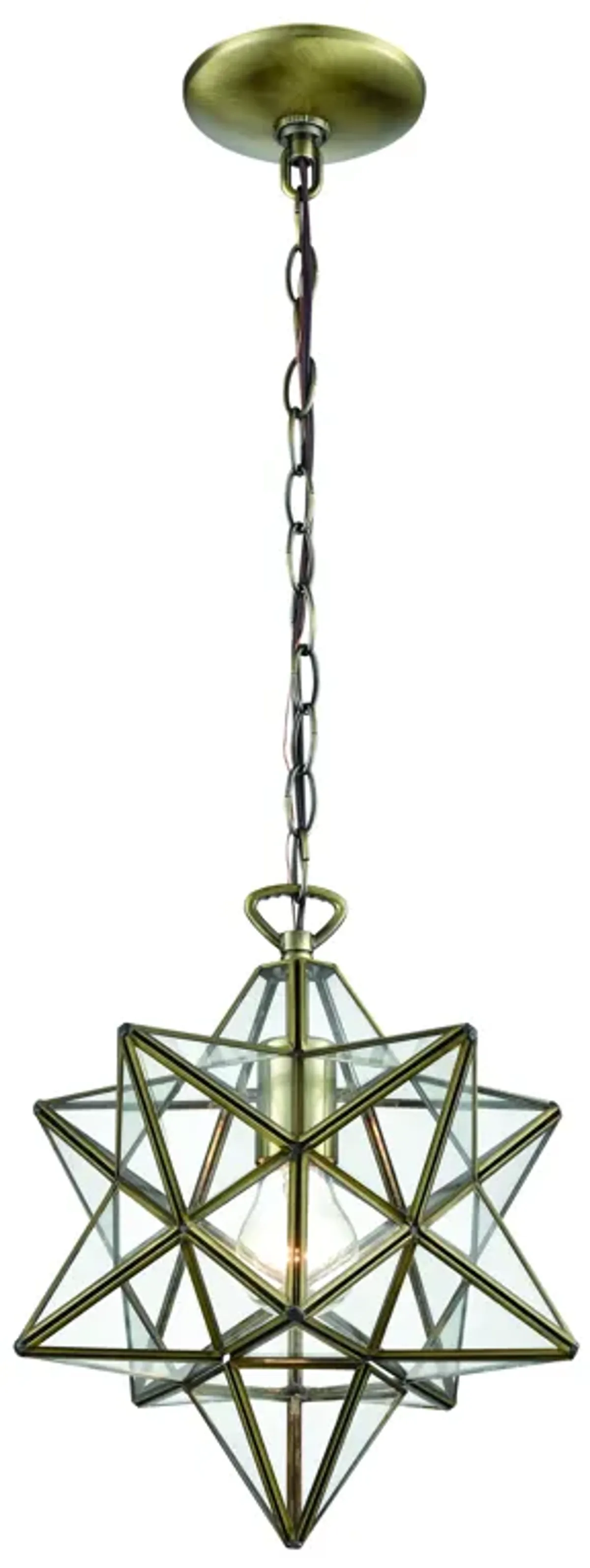 Moravian Star 12" Wide 1-Light Mini Pendant - Antique Brass