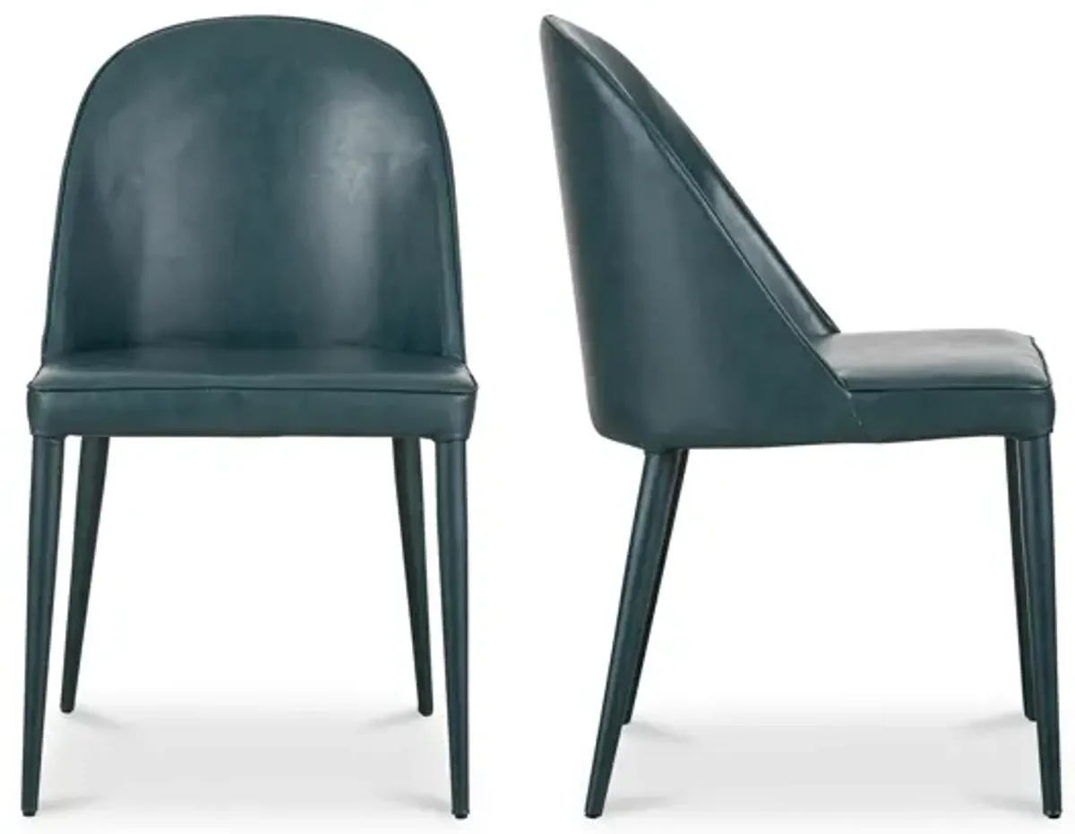 BURTON DINING CHAIR DARK TEAL VEGAN LEATHER-SET OF TWO