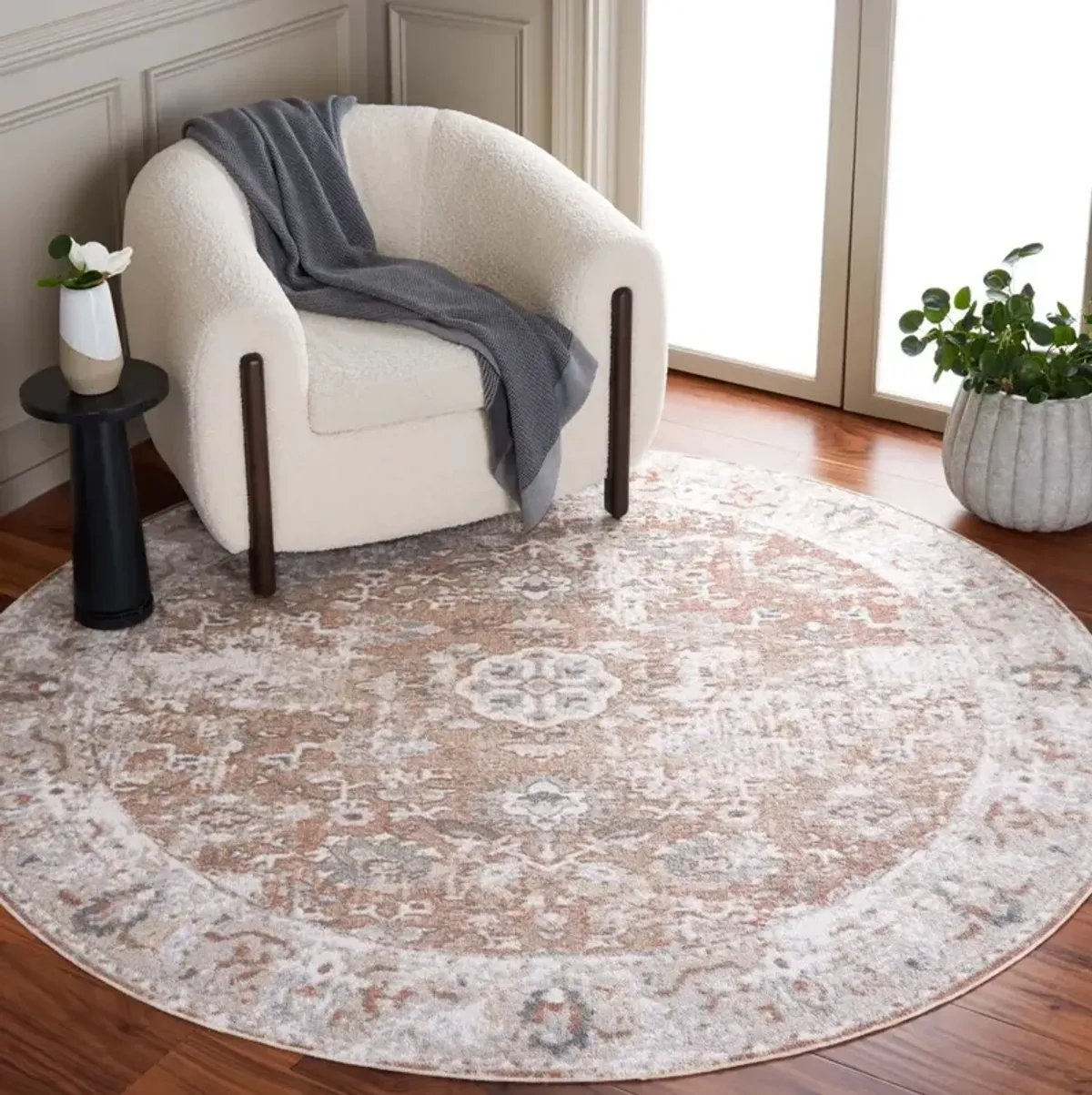 BALTIMORE 852 Beige 6'-7' X 6'-7' Round Round Rug