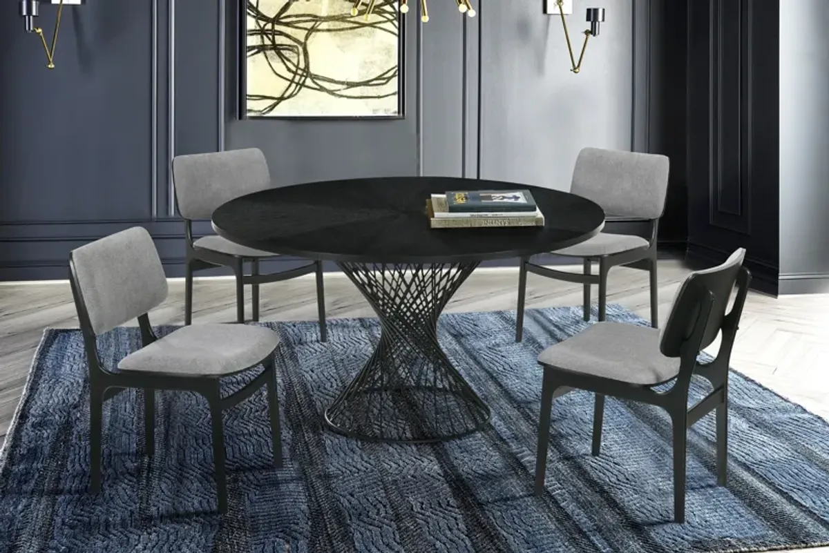 Cirque and Lima 5 Piece Black Round Dining Set