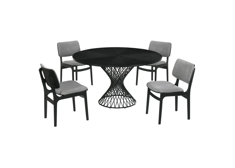 Cirque and Lima 5 Piece Black Round Dining Set