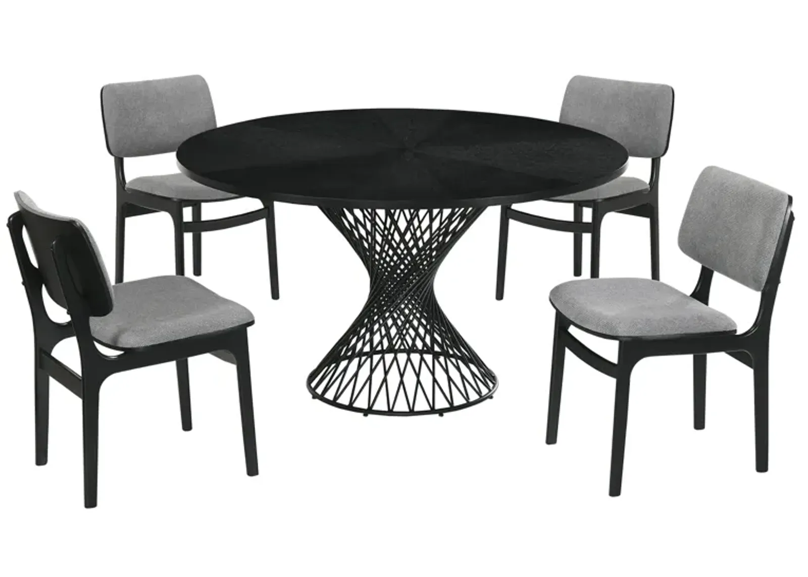 Cirque and Lima 5 Piece Black Round Dining Set