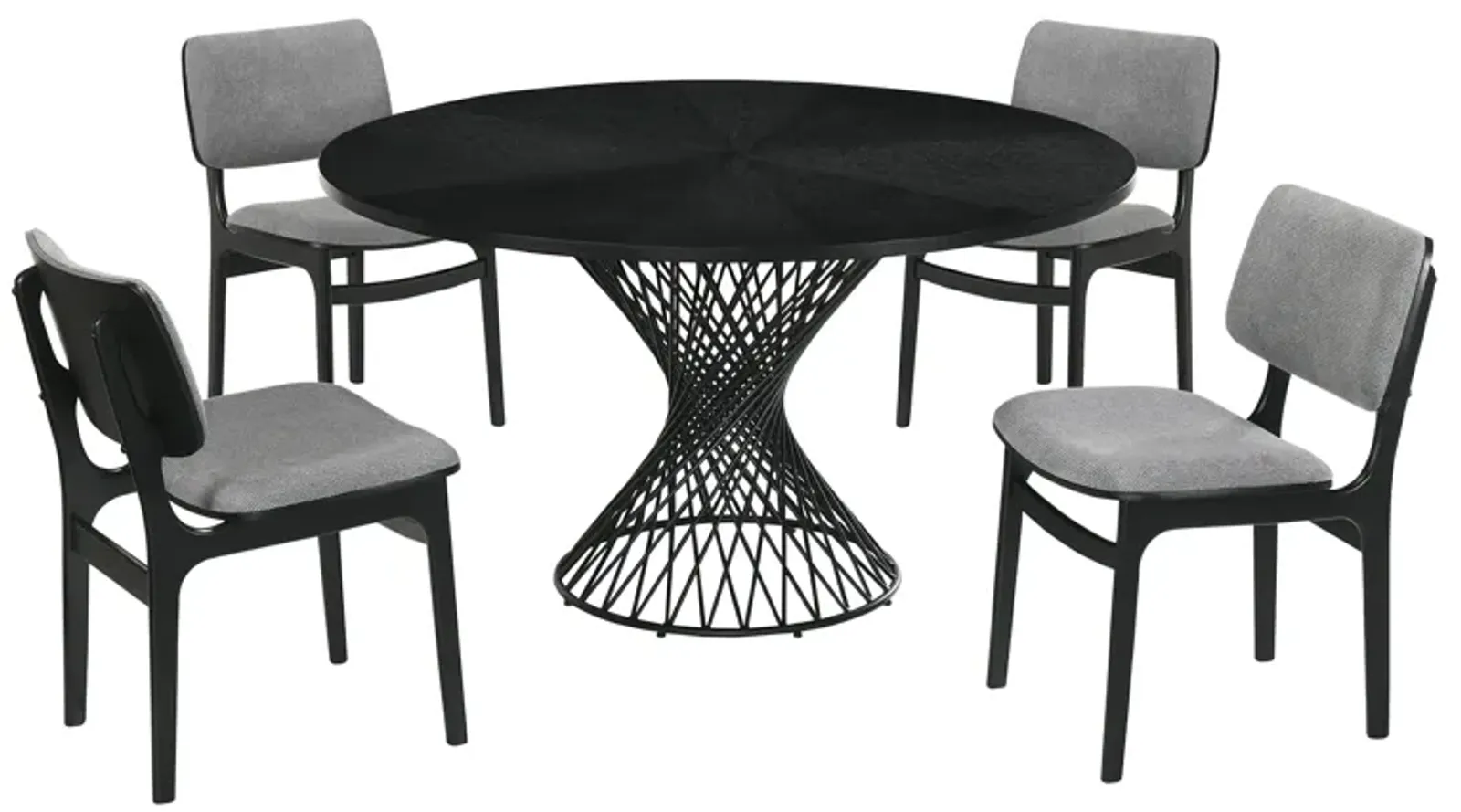 Cirque and Lima 5 Piece Black Round Dining Set