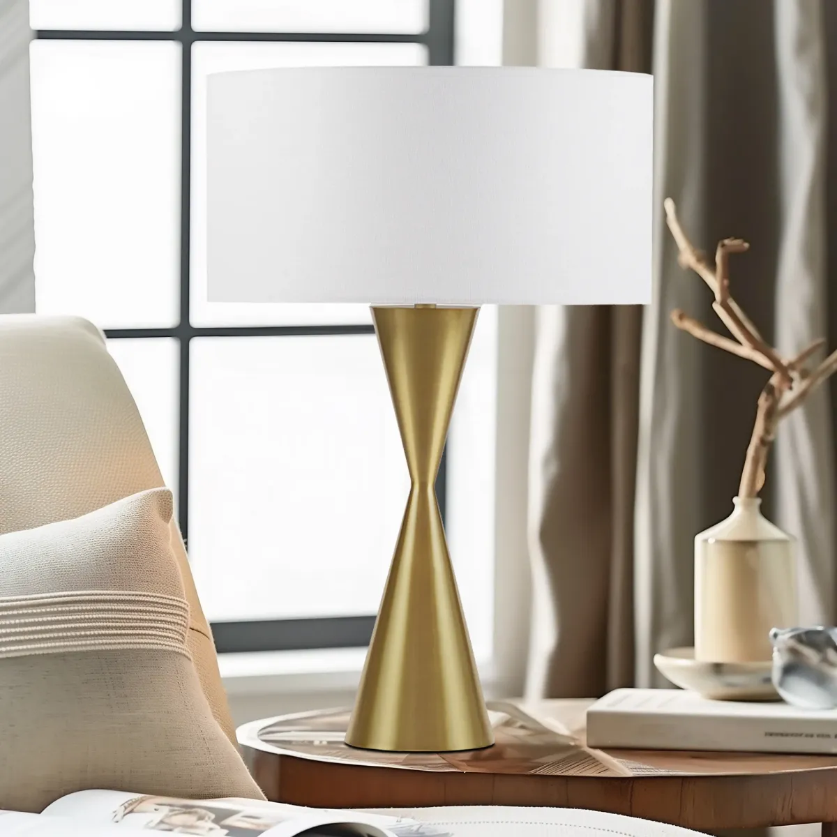 Gold Hourglass Metal Table Lamp