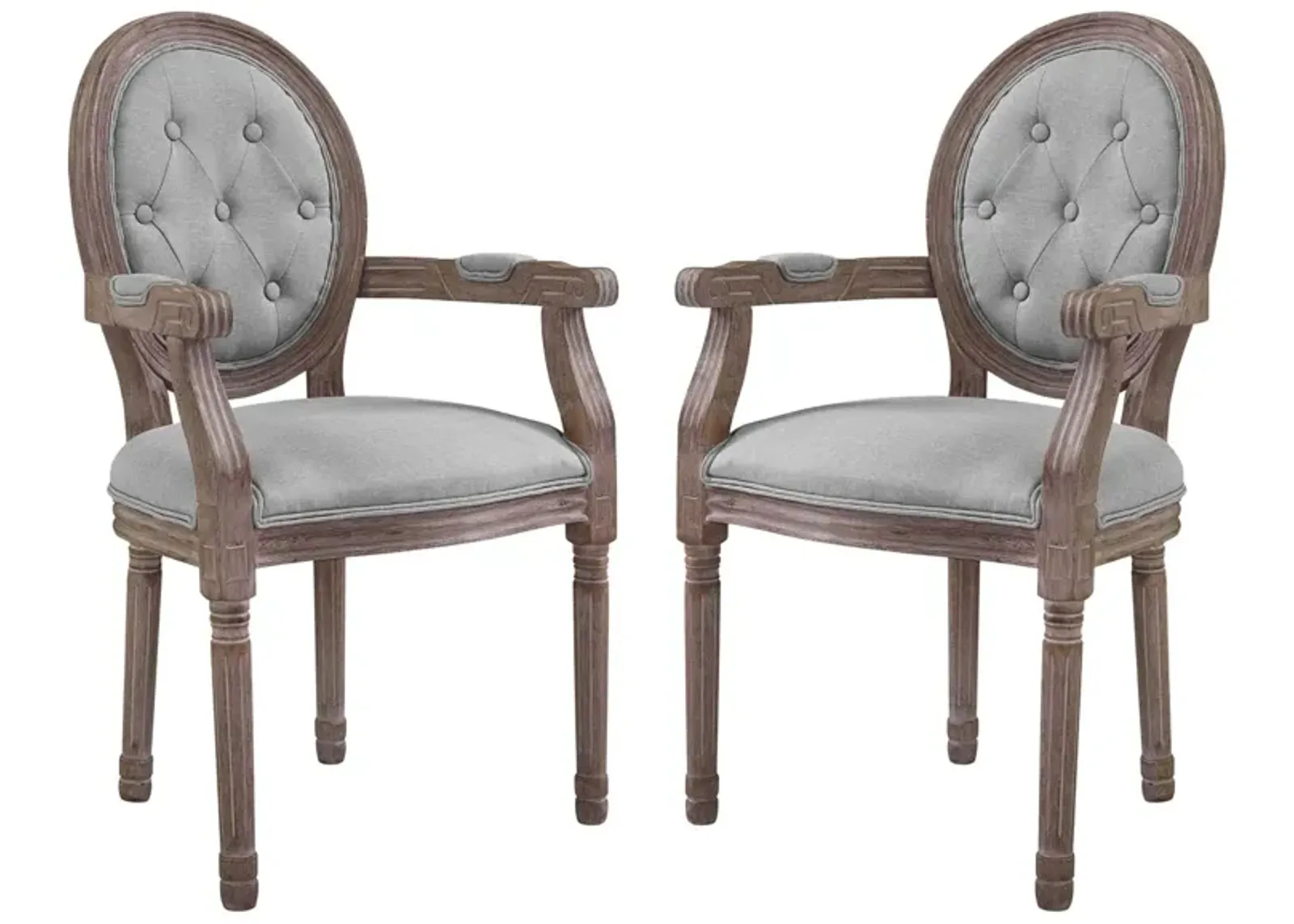 Arise Vintage French Upholstered Fabric Dining Armchair Set of 2