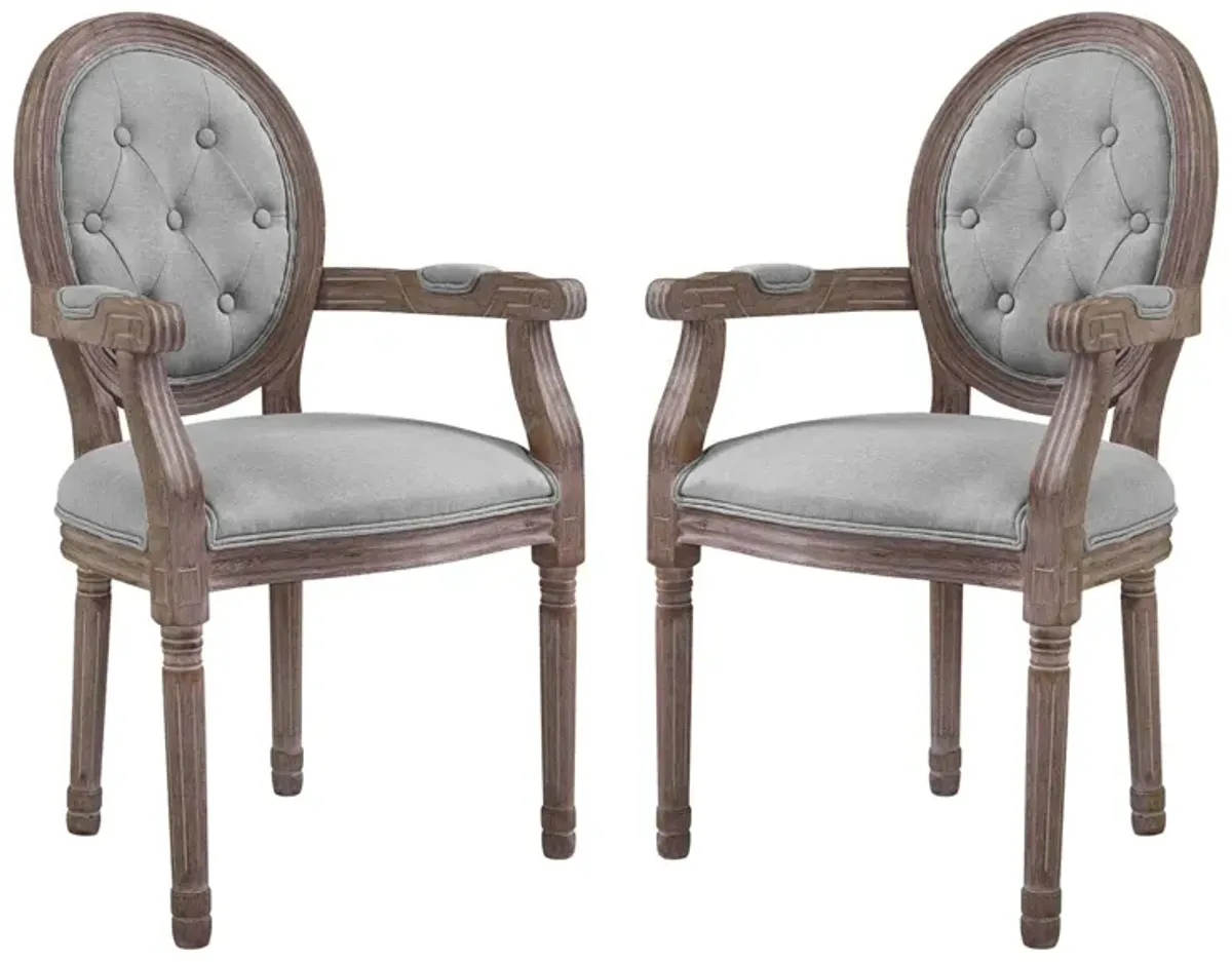 Arise Vintage French Upholstered Fabric Dining Armchair Set of 2