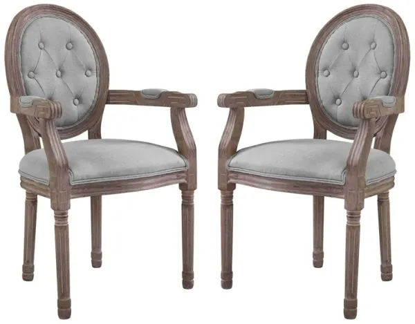 Arise Vintage French Upholstered Fabric Dining Armchair Set of 2
