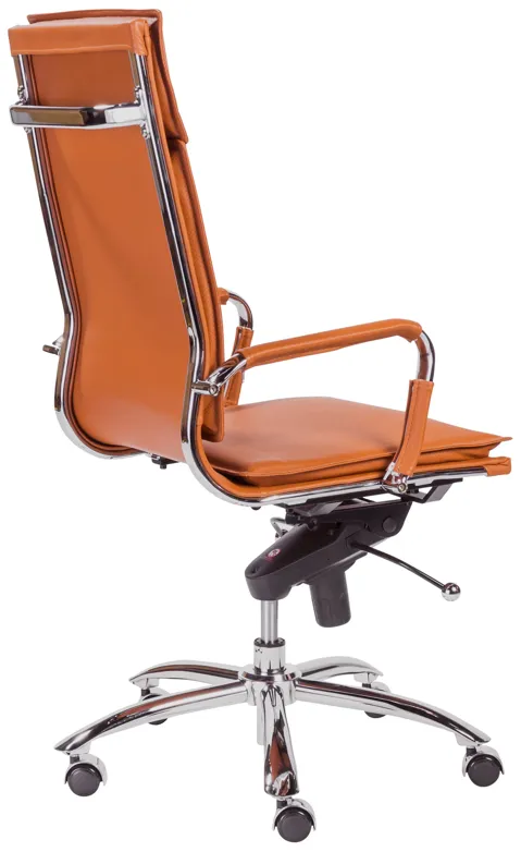 Gunar Pro High Back Office Chair in Cognac with Chrome Base