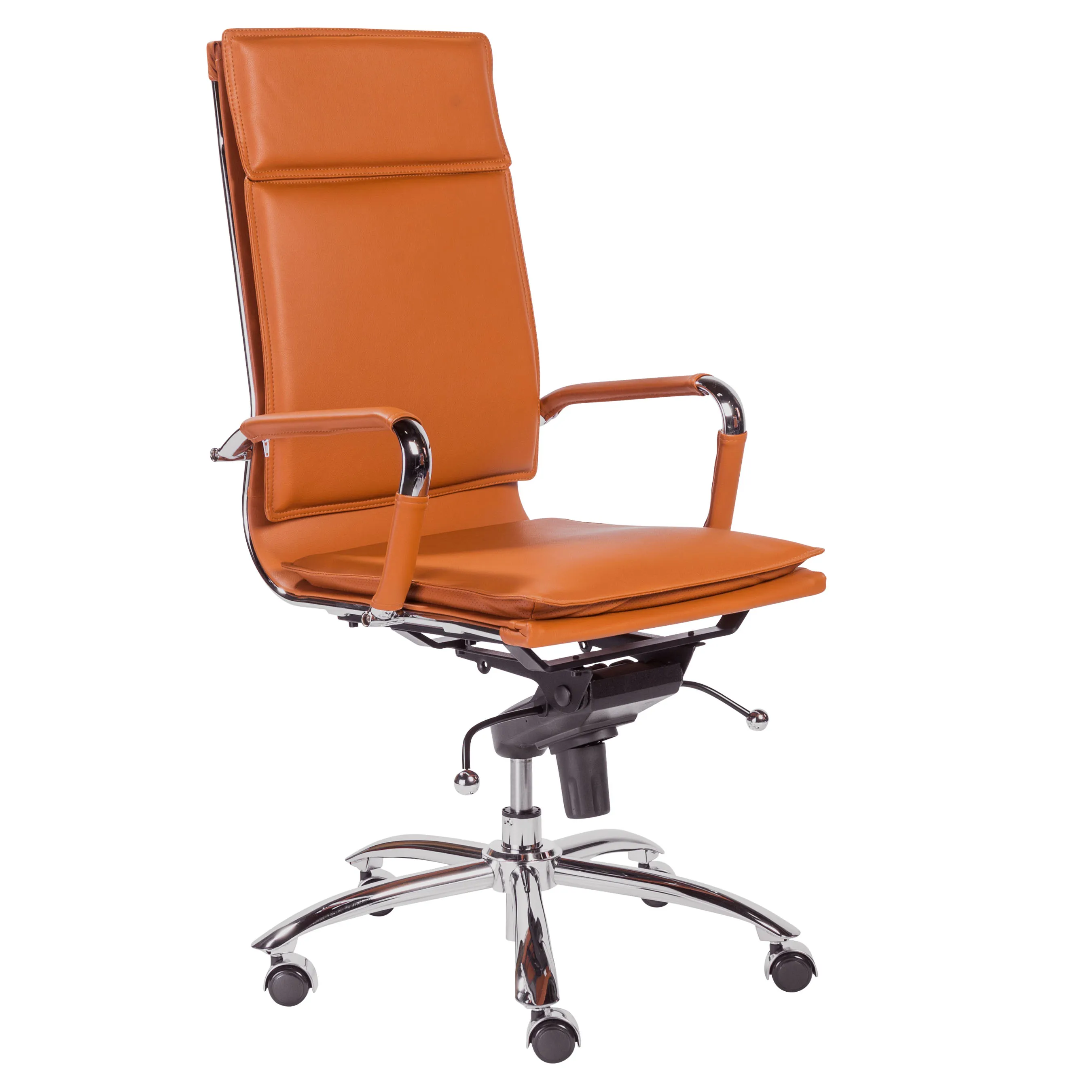 Gunar Pro High Back Office Chair in Cognac with Chrome Base