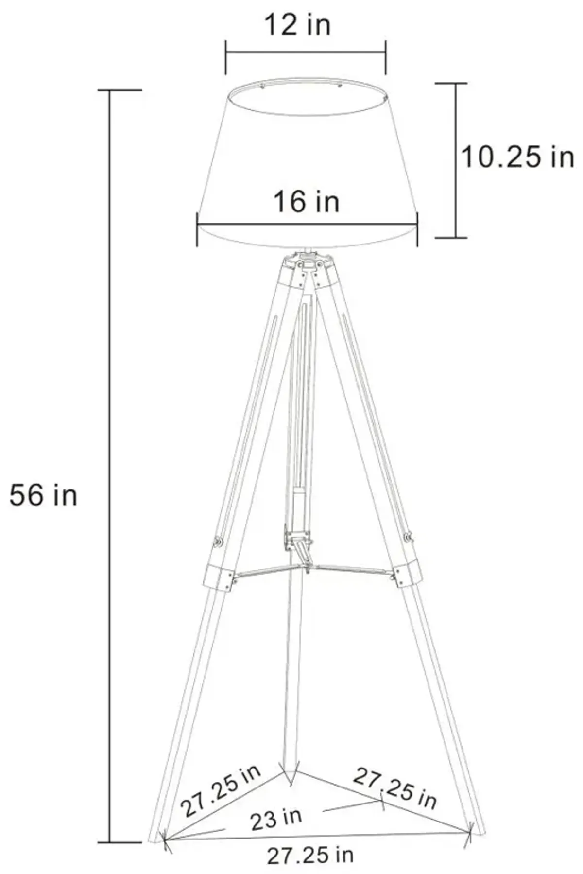 Dayton Adjustable Empire Shade Tripod Floor Lamp Grey