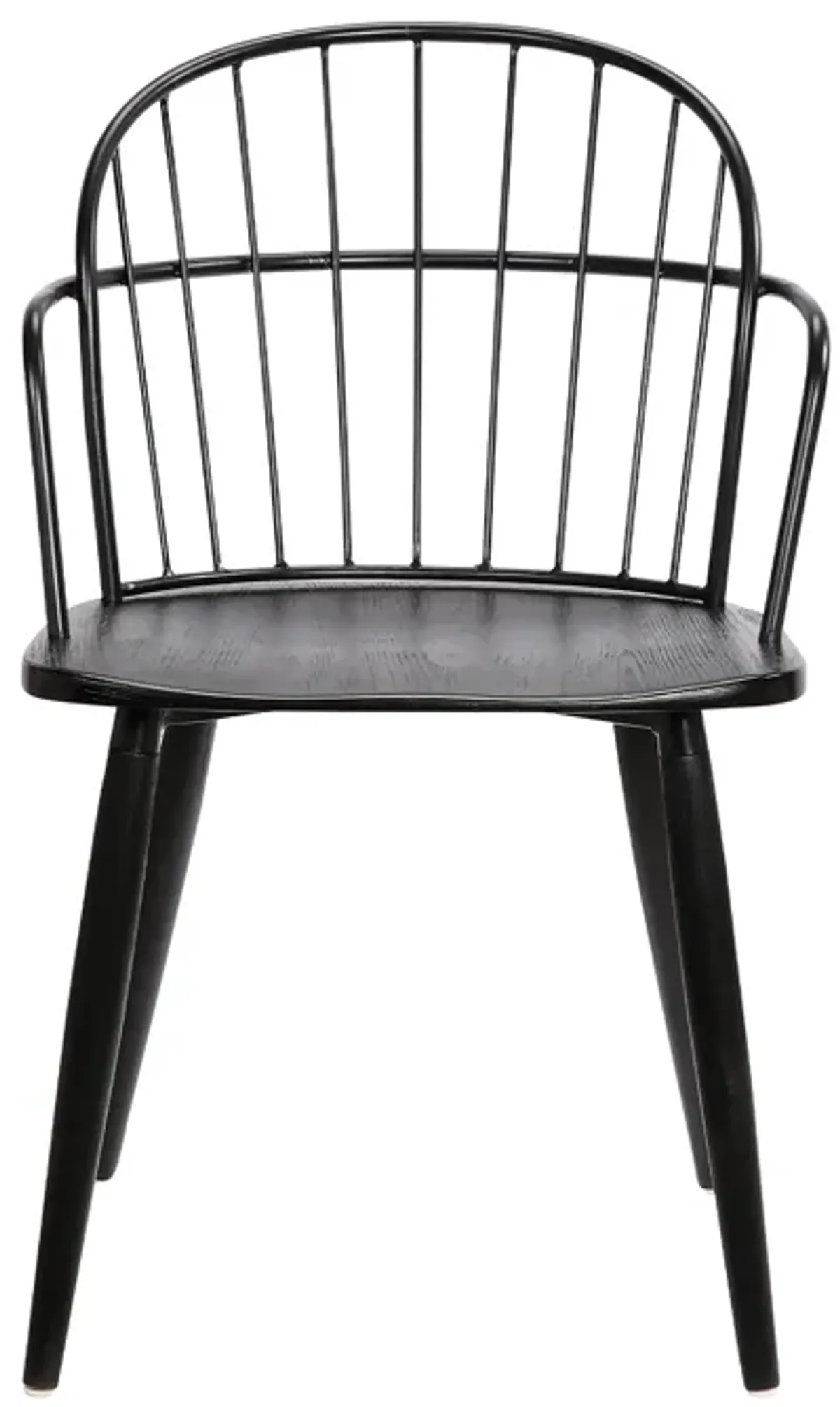 Bradley Steel Framed Side Chair in Black Powder Coated Finish and Black Brushed Wood