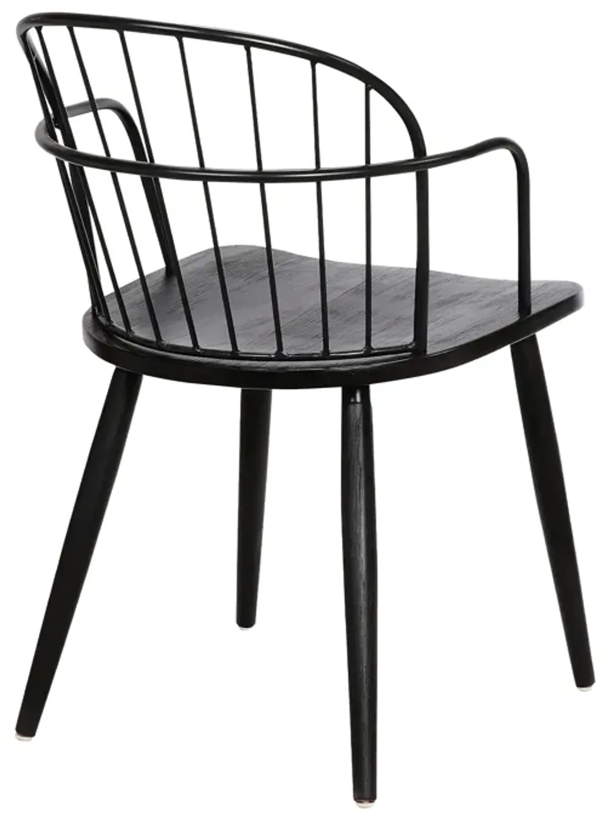 Bradley Steel Framed Side Chair in Black Powder Coated Finish and Black Brushed Wood