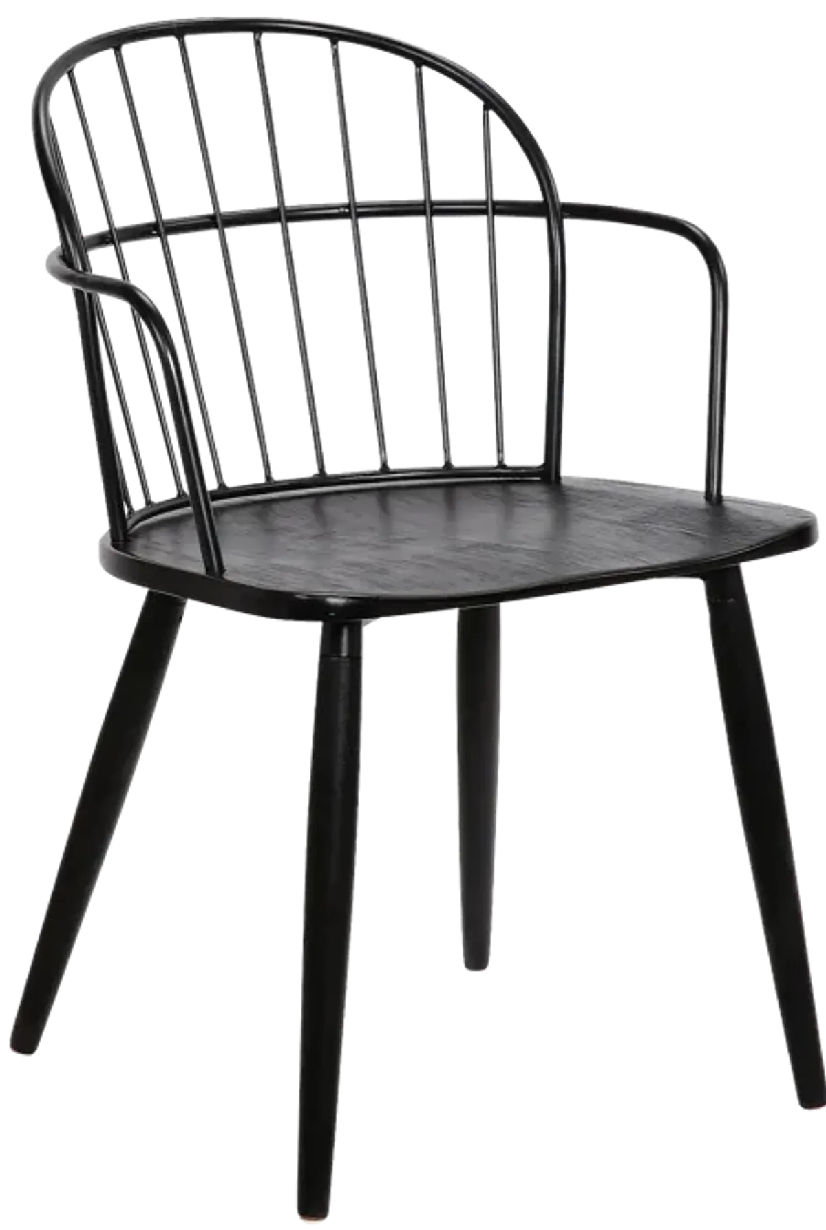 Bradley Steel Framed Side Chair in Black Powder Coated Finish and Black Brushed Wood