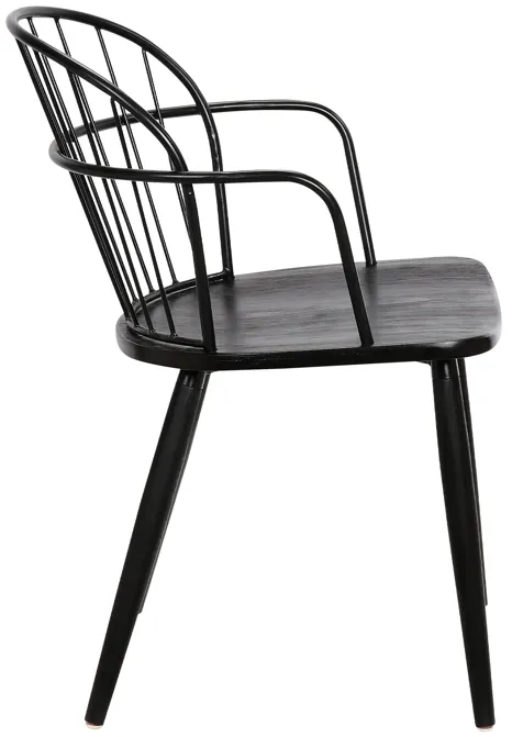 Bradley Steel Framed Side Chair in Black Powder Coated Finish and Black Brushed Wood