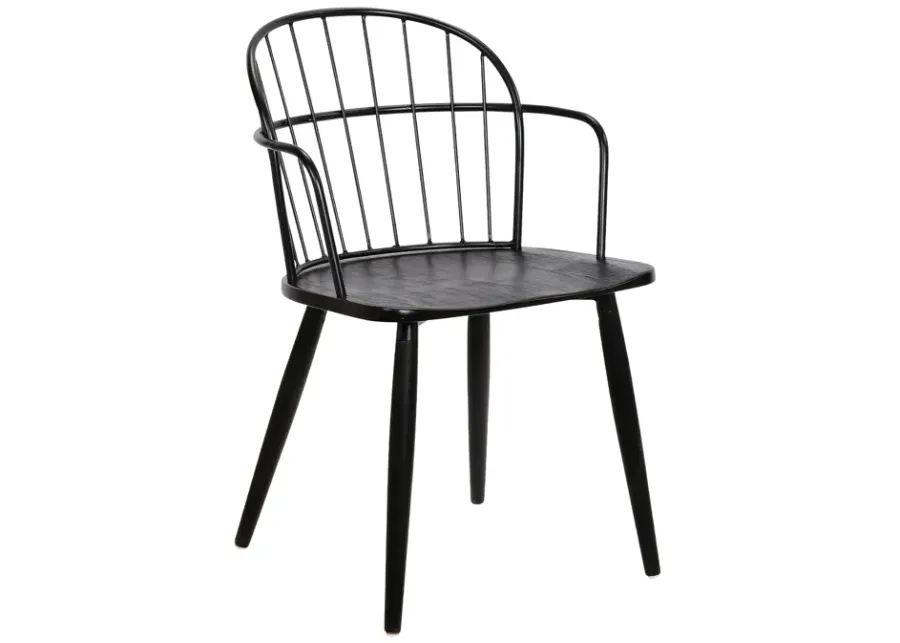 Bradley Steel Framed Side Chair in Black Powder Coated Finish and Black Brushed Wood