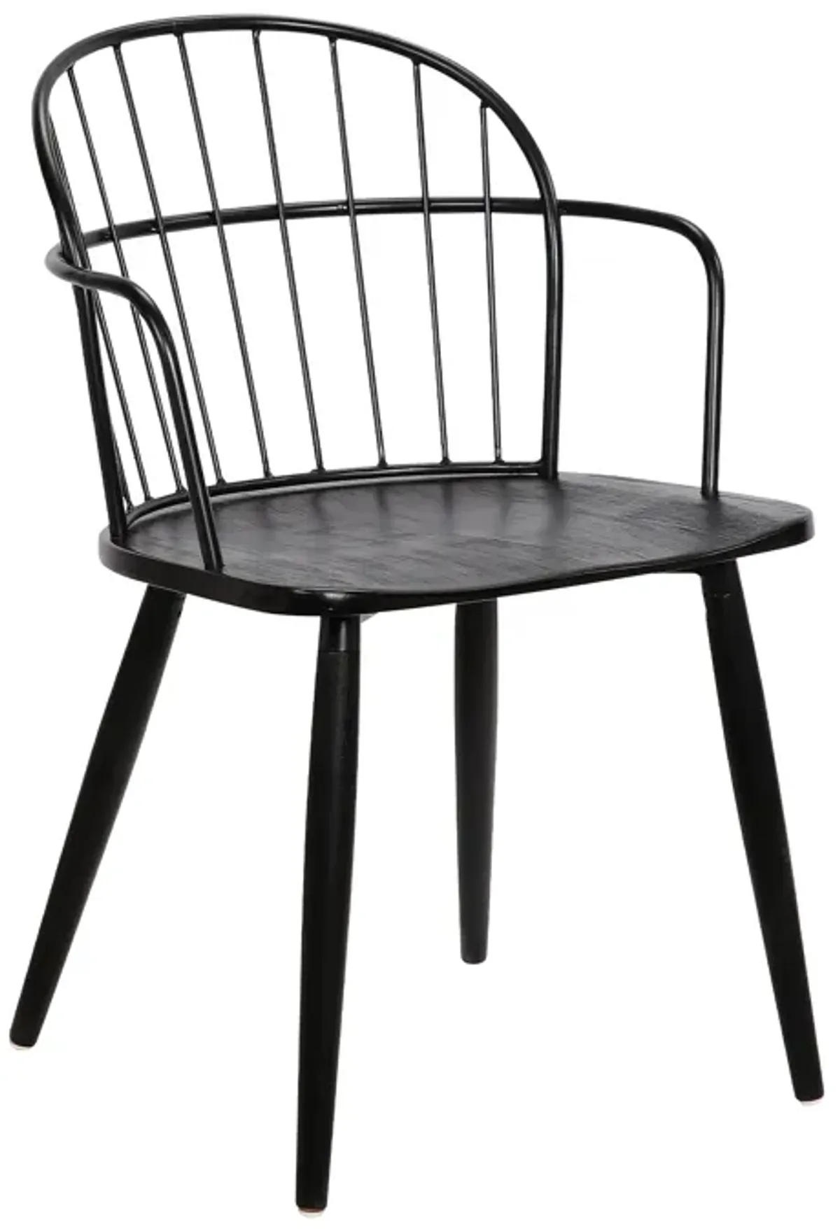 Bradley Steel Framed Side Chair in Black Powder Coated Finish and Black Brushed Wood