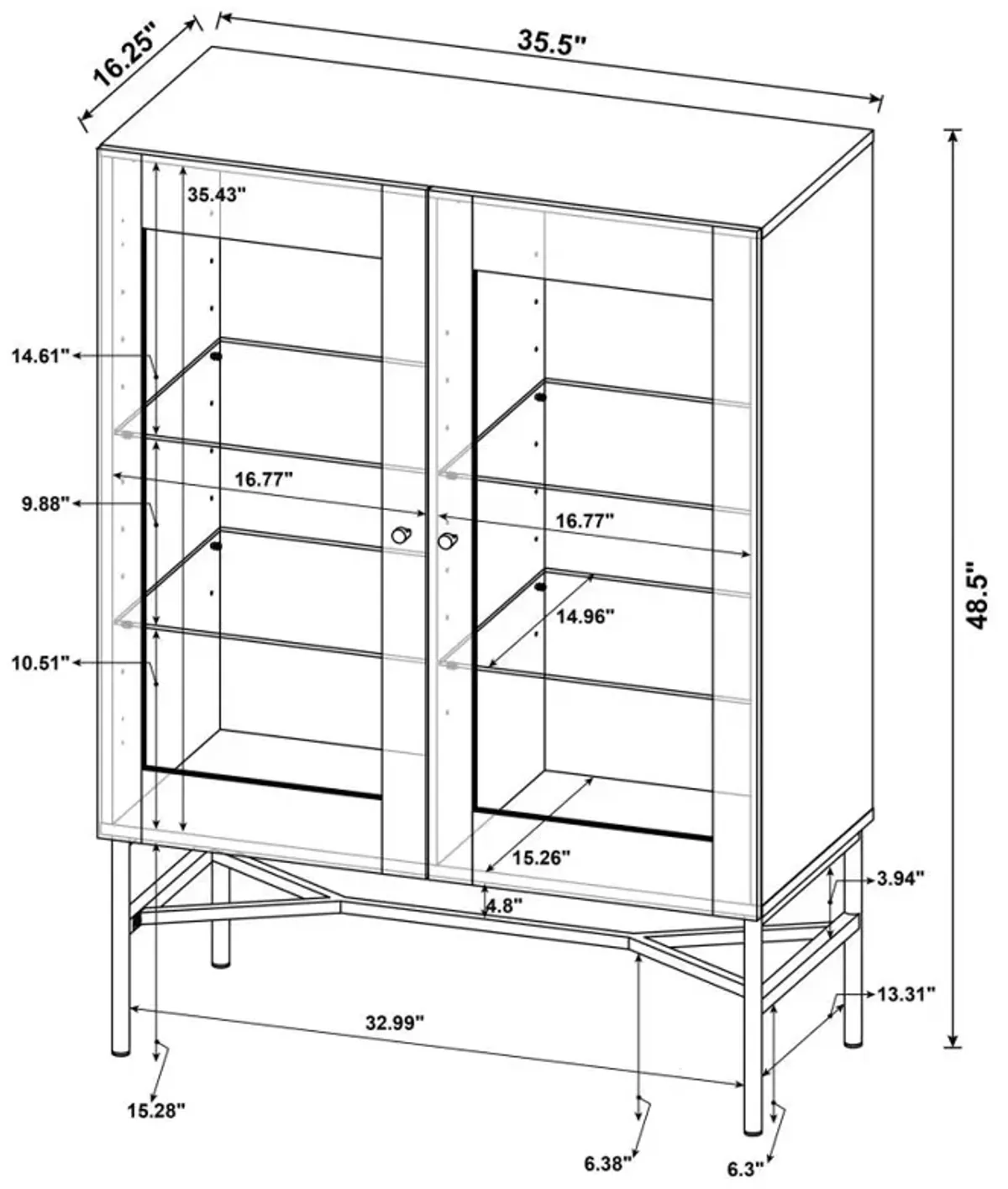 Bonilla 2-door Accent Cabinet with Glass Shelves