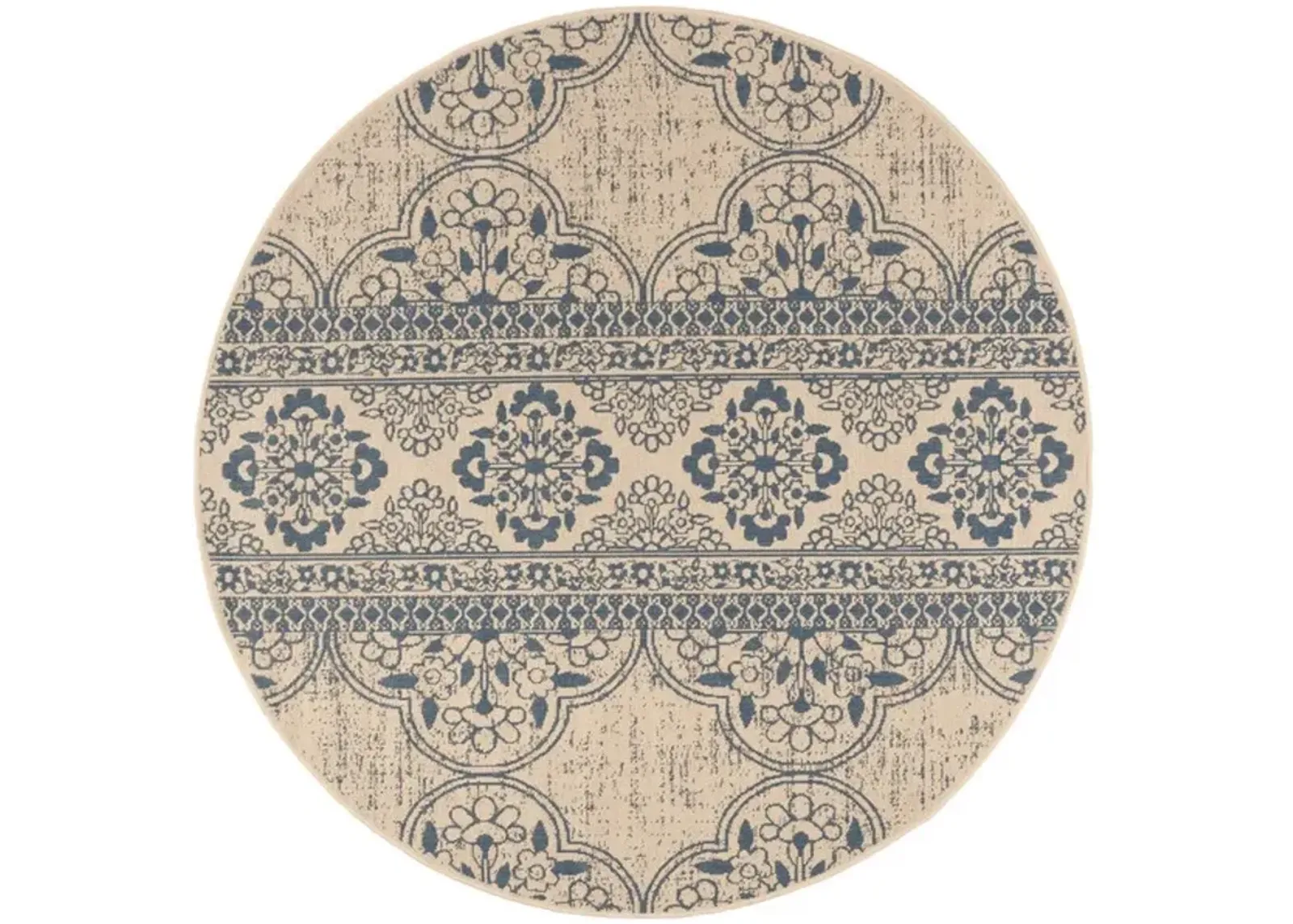 LINDEN 174 Collection LND174M-6R Blue / Creme 6'-7" X 6'-7" Round