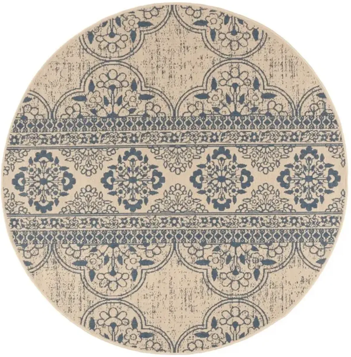 LINDEN 174 Collection LND174M-6R Blue / Creme 6'-7" X 6'-7" Round