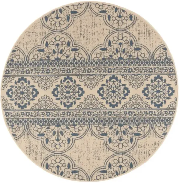 LINDEN 174 Collection LND174M-6R Blue / Creme 6'-7" X 6'-7" Round