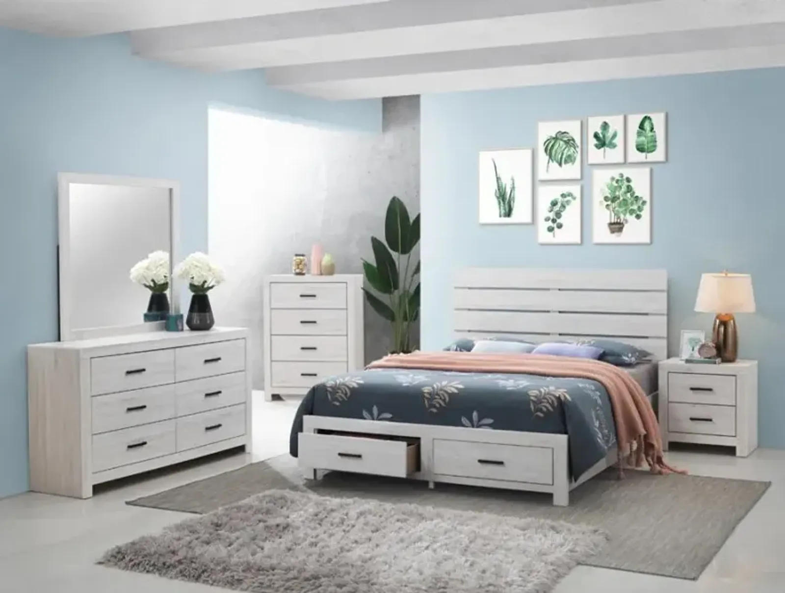 Brantford 5-piece Eastern King Storage Bedroom Set Coastal White