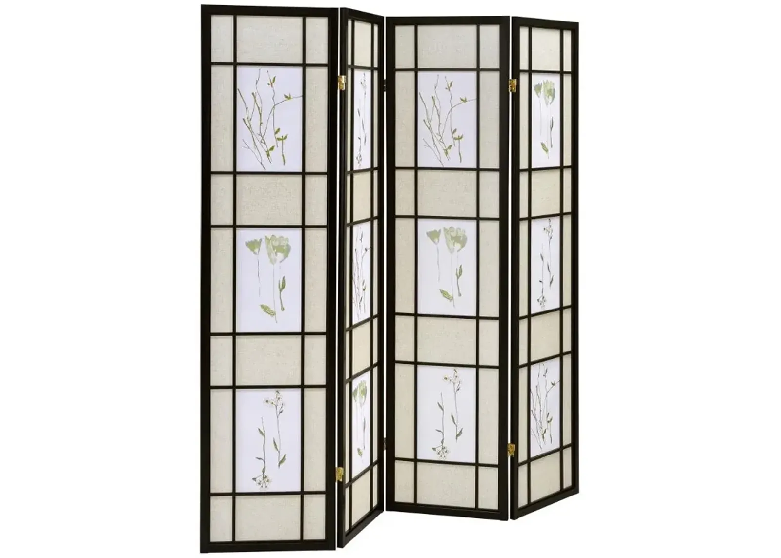 Catabella 4-panel Floral Print Folding Screen Multi-color