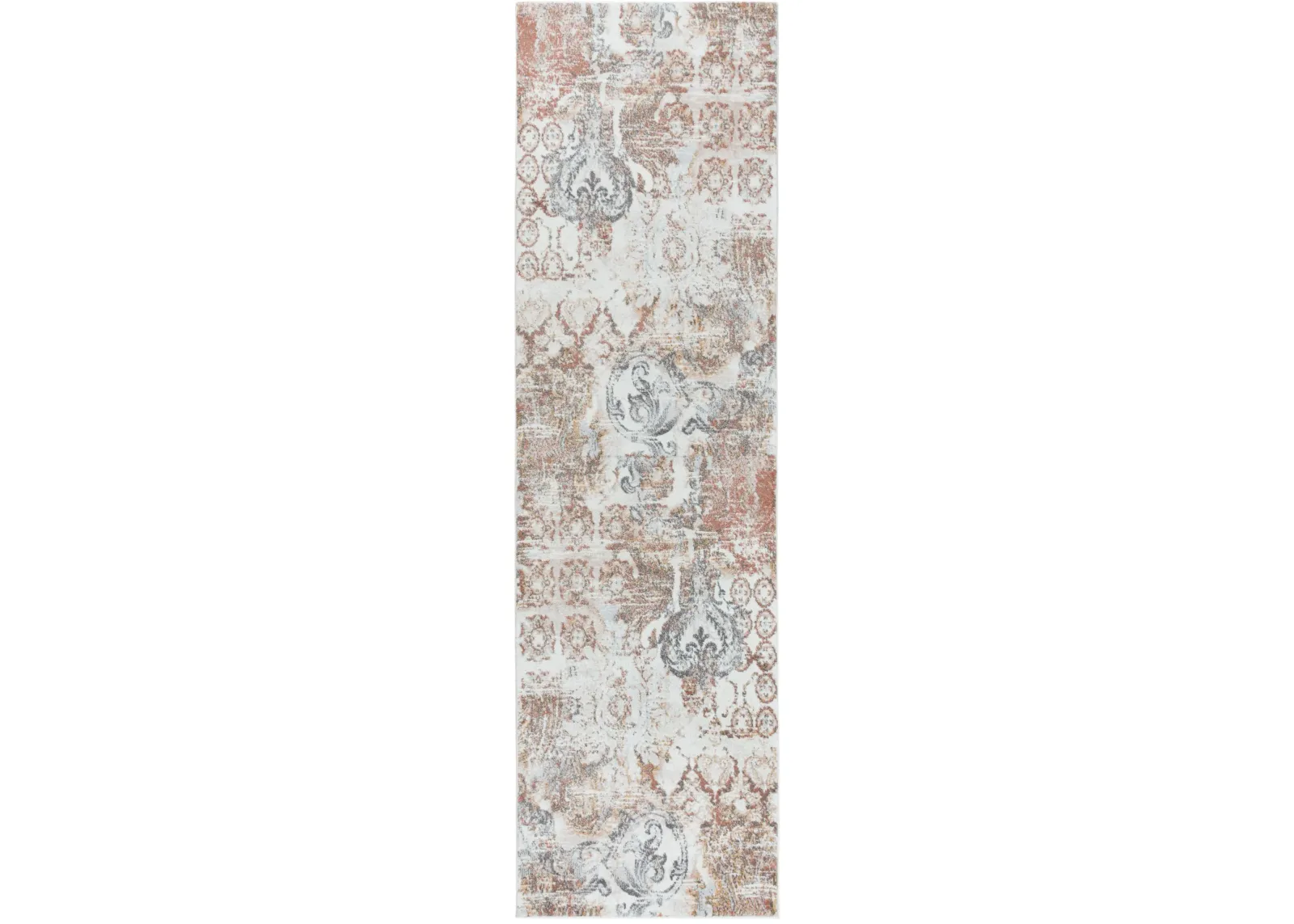 Bristol Beige/Copper ornamental Polypropylene/Polyester 2'7" x 8' Runner Rug