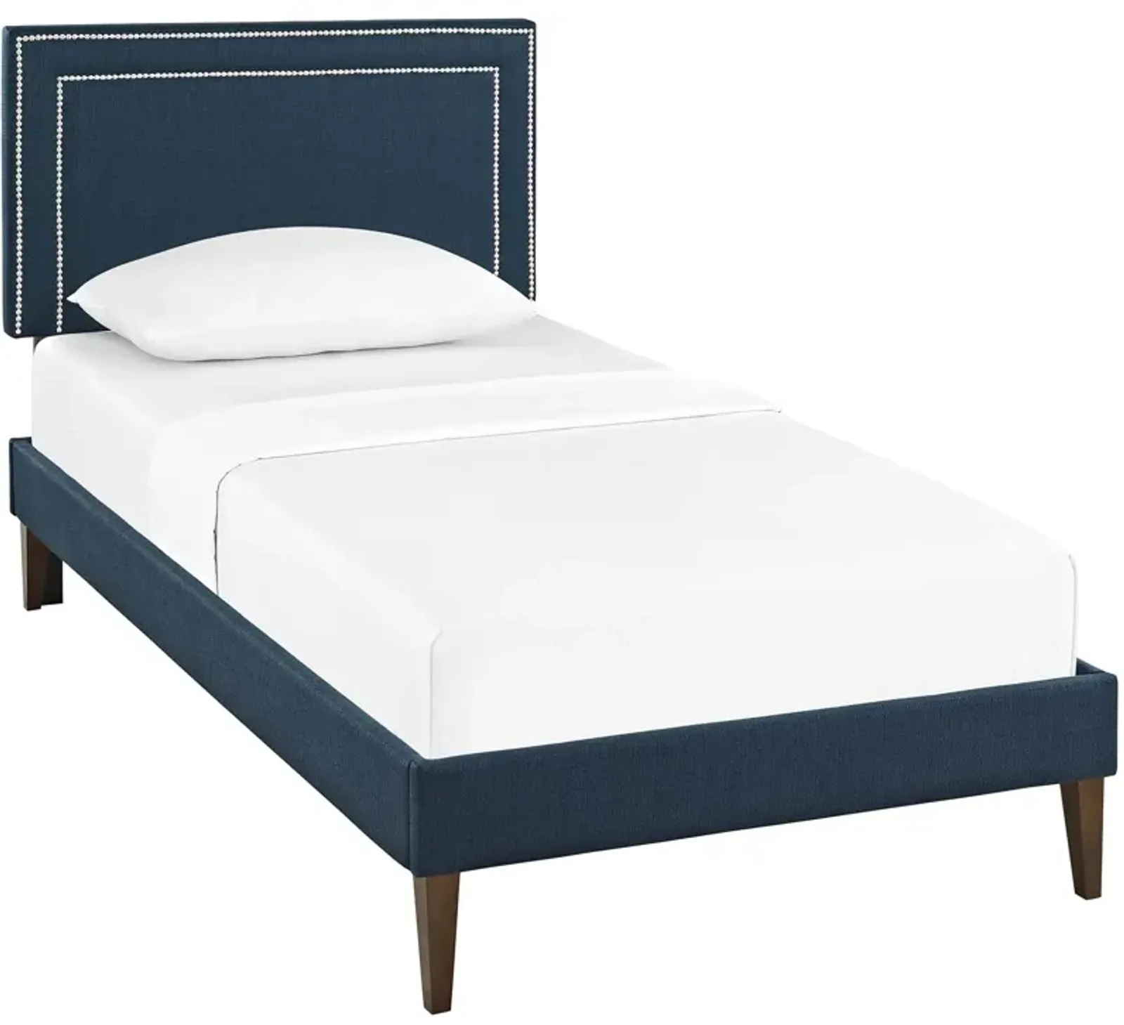 Virginia Twin Fabric Platform Bed with Squared Tapered Legs