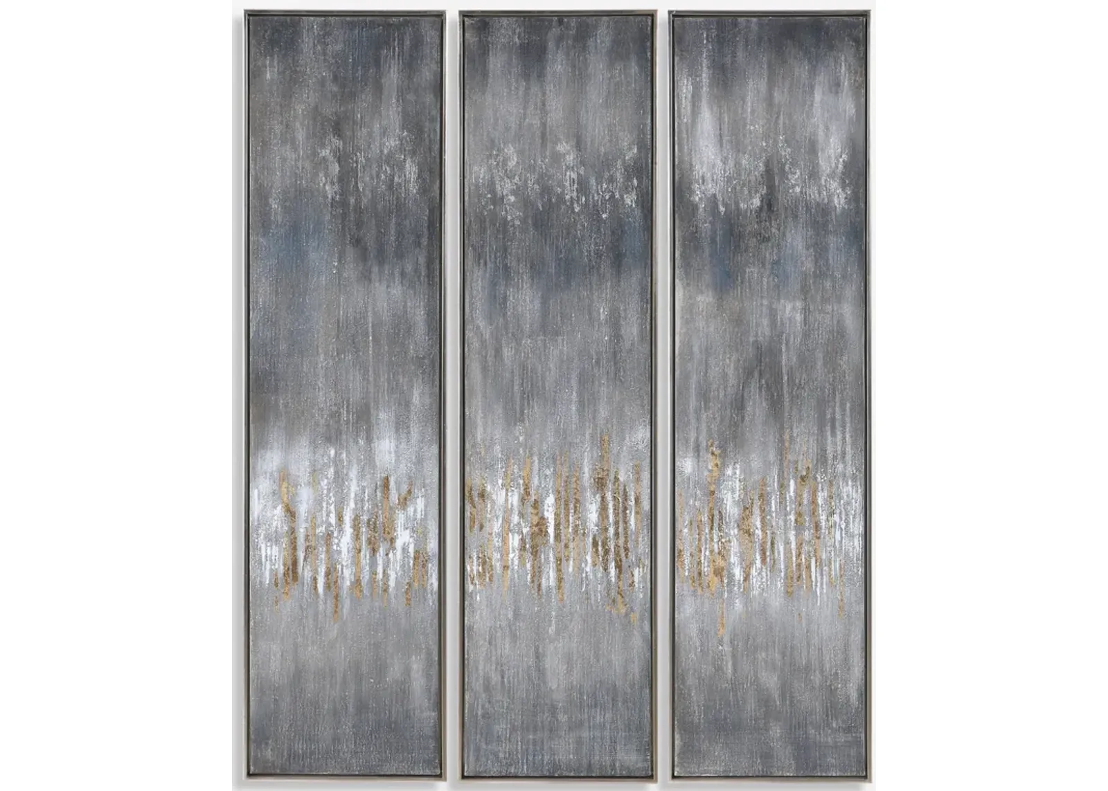 Gray Showers Hand Painted Canvases, Set/3