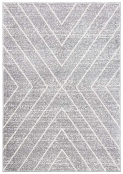 ADIRONDACK Contemporary Grey / Ivory 6' X 6' Round Powerloomed Rug