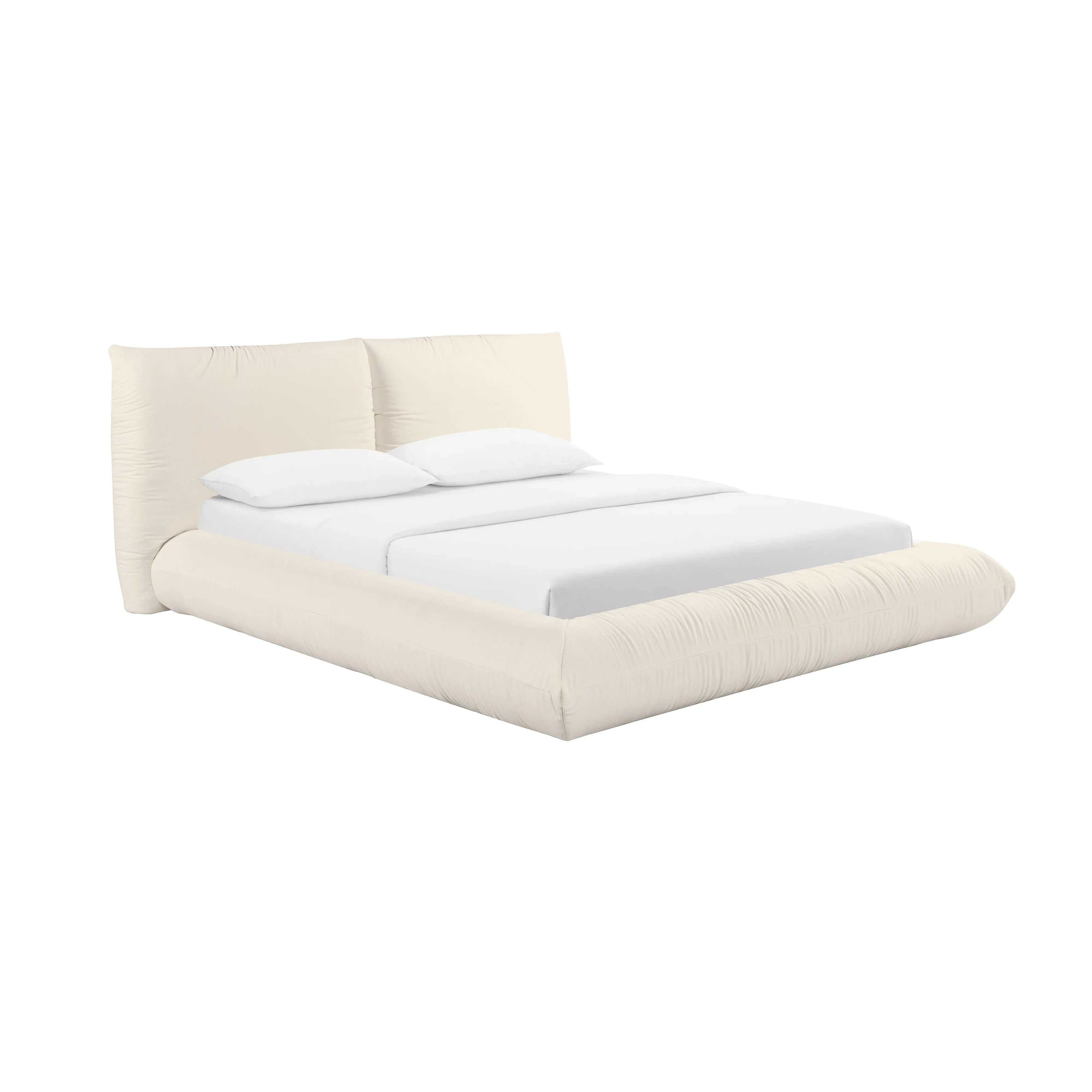 Romp Cream 100% Recycled Linen Queen Bed