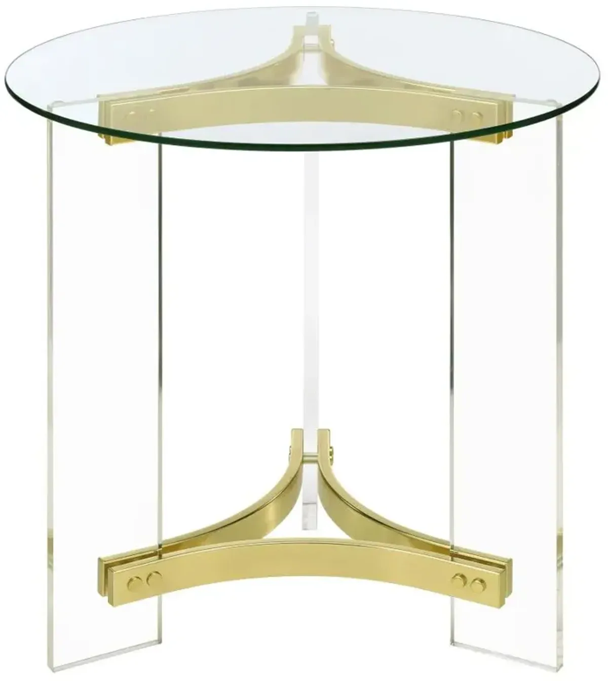 Janessa Round Glass Top End Table With Acrylic Legs Clear and Matte Brass