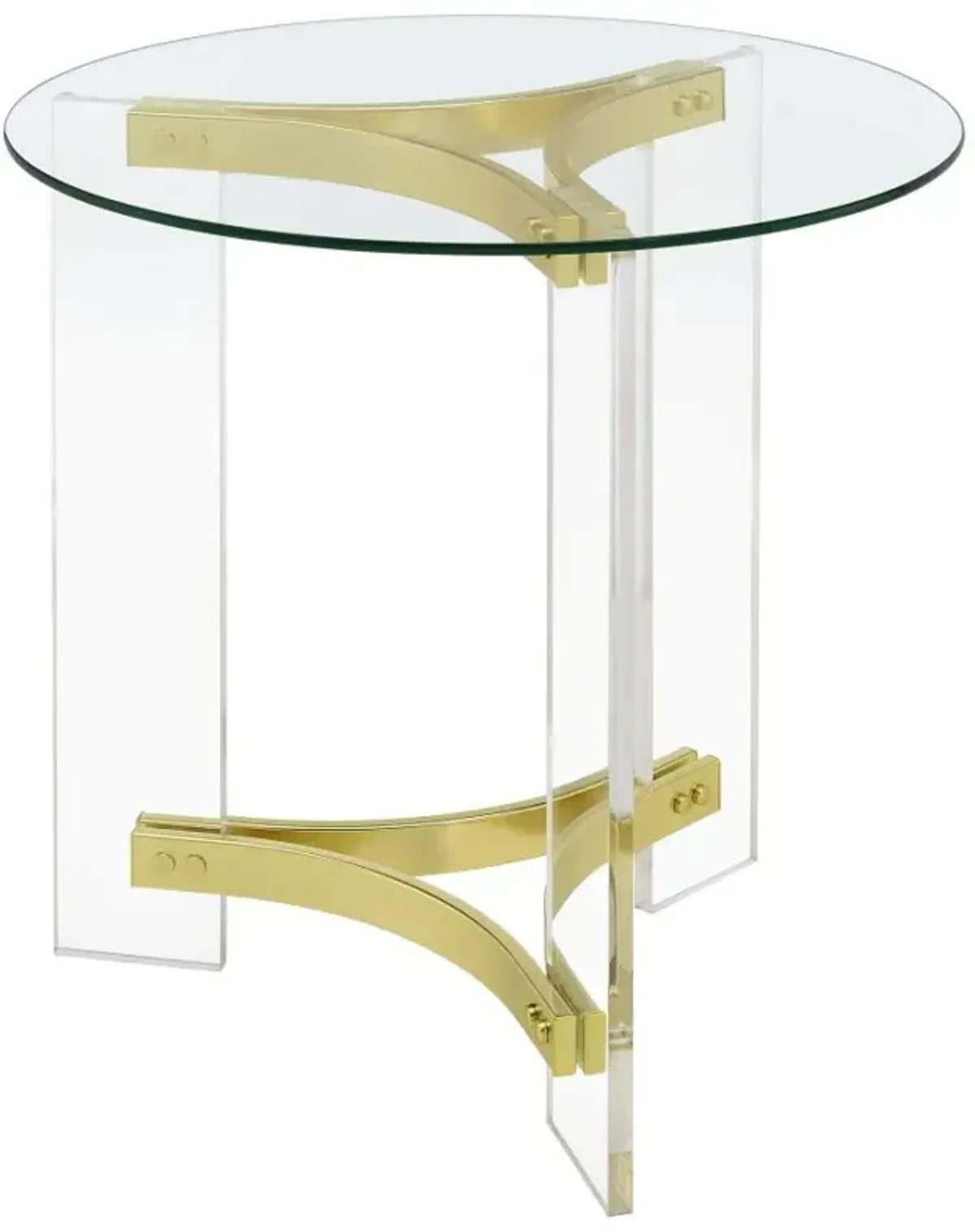 Janessa Round Glass Top End Table With Acrylic Legs Clear and Matte Brass