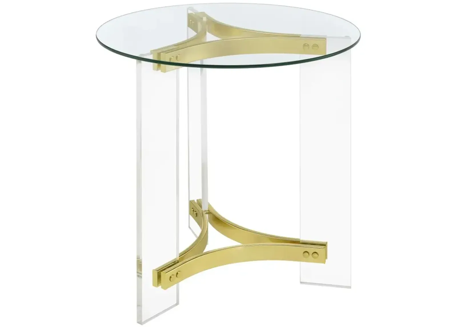 Janessa Round Glass Top End Table With Acrylic Legs Clear and Matte Brass