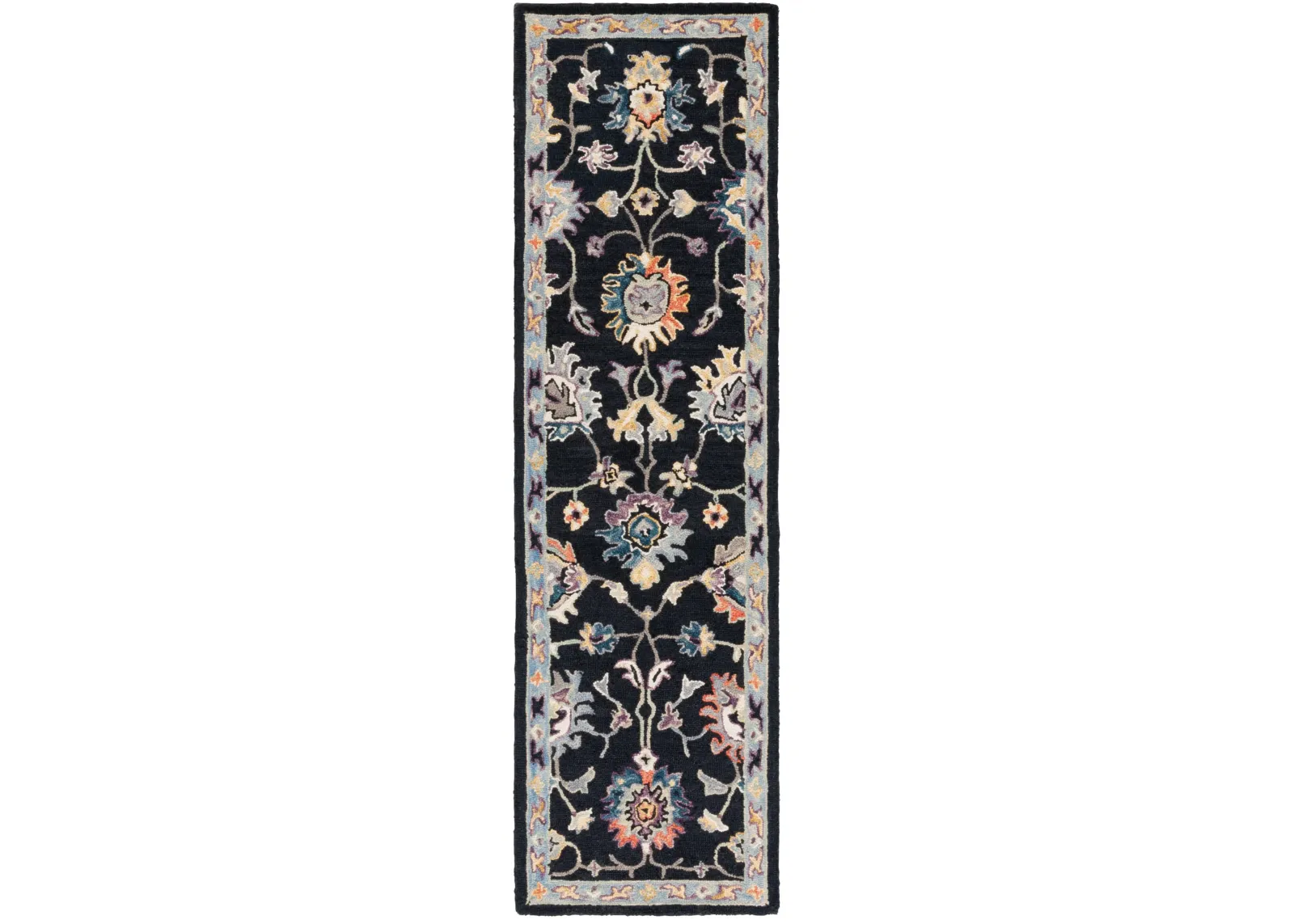 BLOSSOM 473 BLACK  2'-3' x 8' Runner Rug