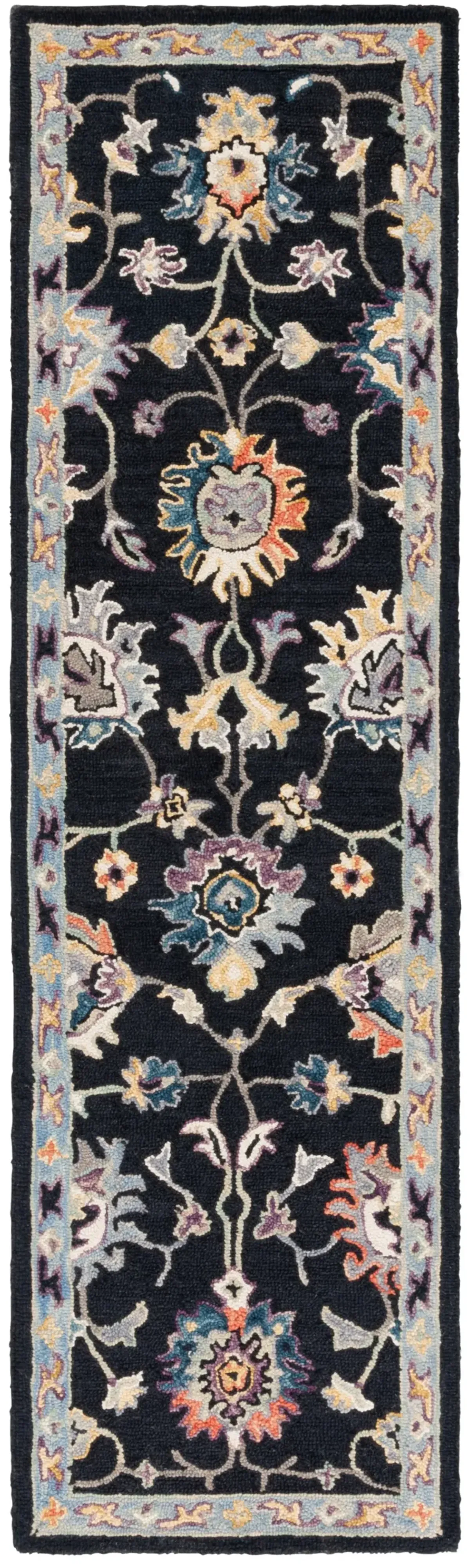 BLOSSOM 473 BLACK  2'-3' x 8' Runner Rug