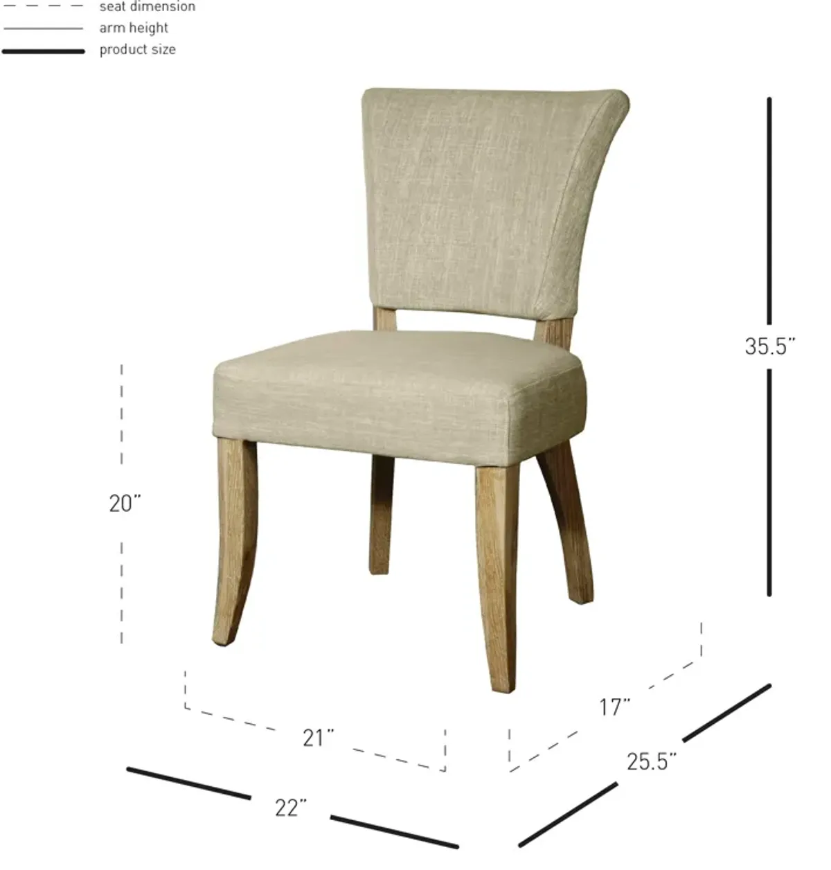 Austin Fabric Dining Side Chair, Rice (Set of 2)