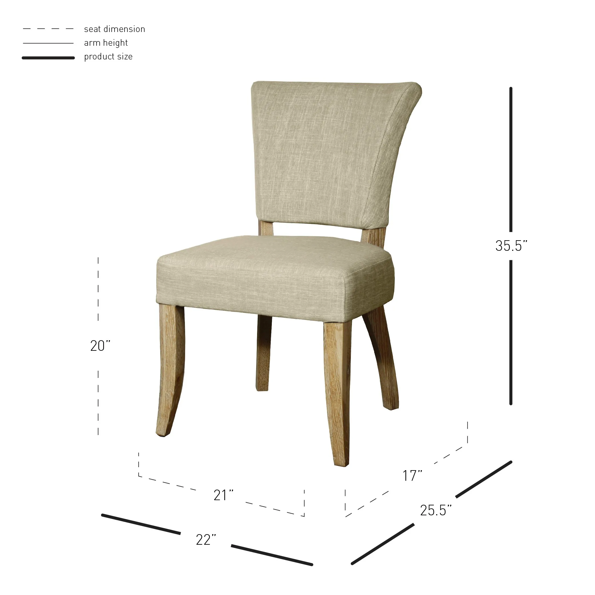 Austin Fabric Dining Side Chair, Rice (Set of 2)