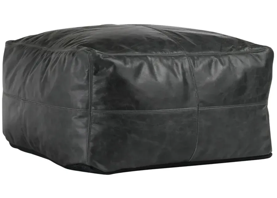 Leather Dexter Onyx Pouf 