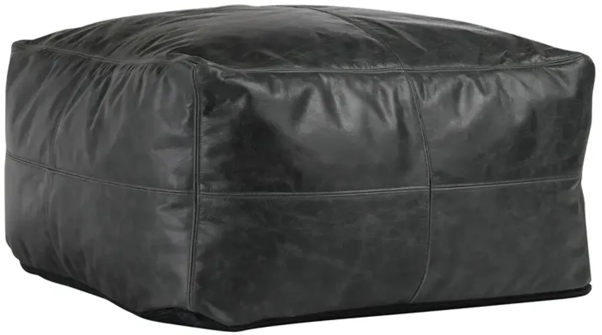 Leather Dexter Onyx Pouf 