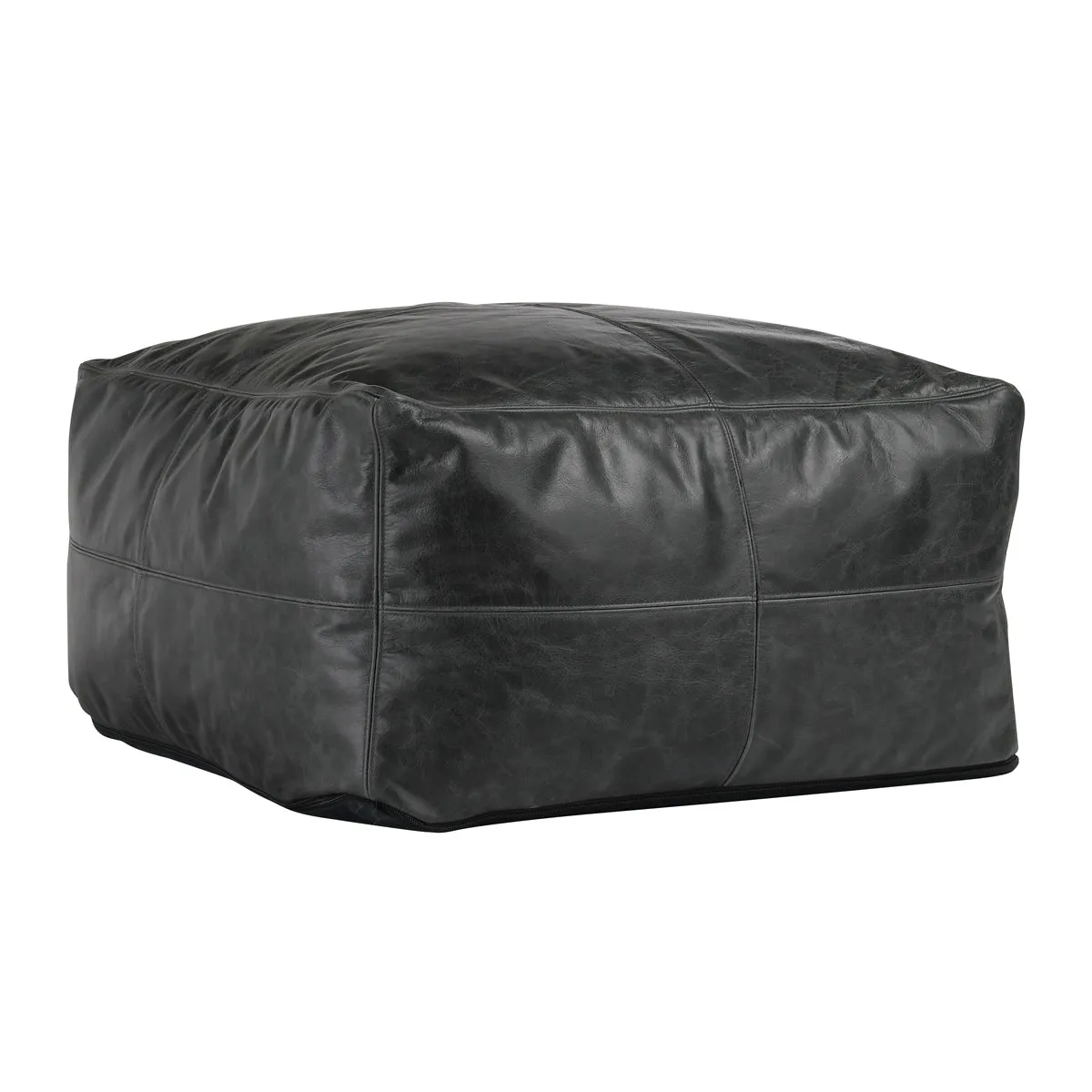 Leather Dexter Onyx Pouf 