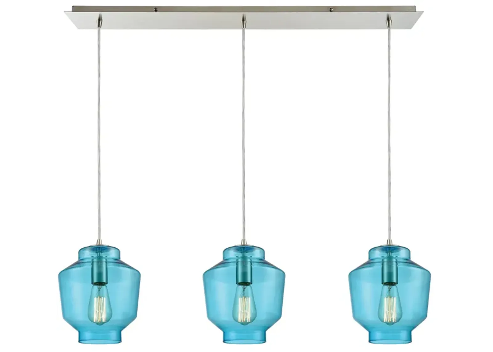 Barrel 36" Wide 3-Light Mini Pendant - Satin Nickel