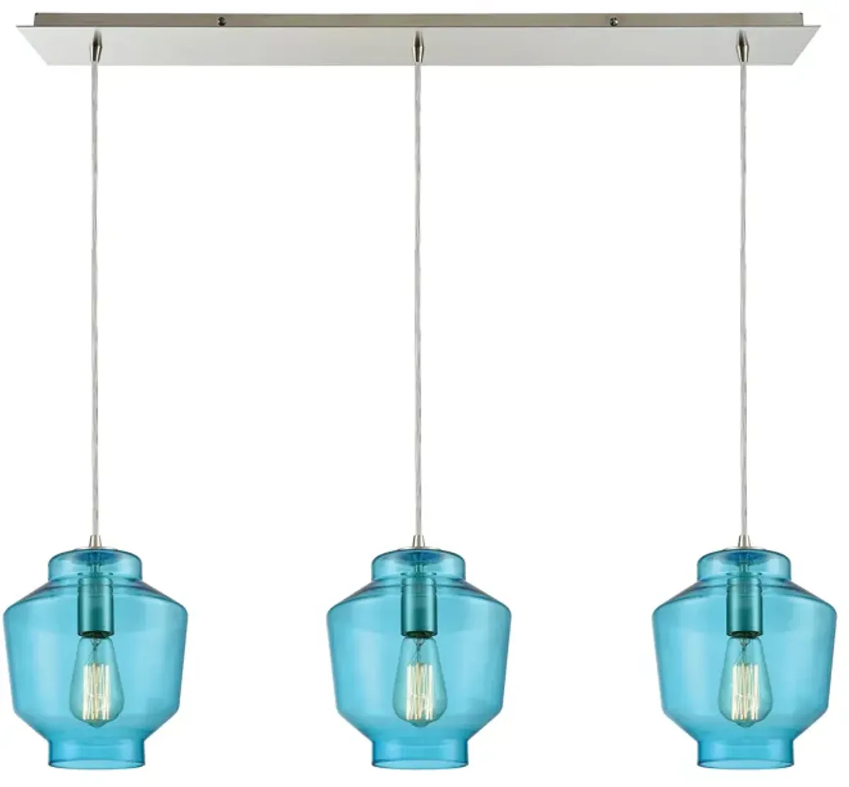 Barrel 36" Wide 3-Light Mini Pendant - Satin Nickel