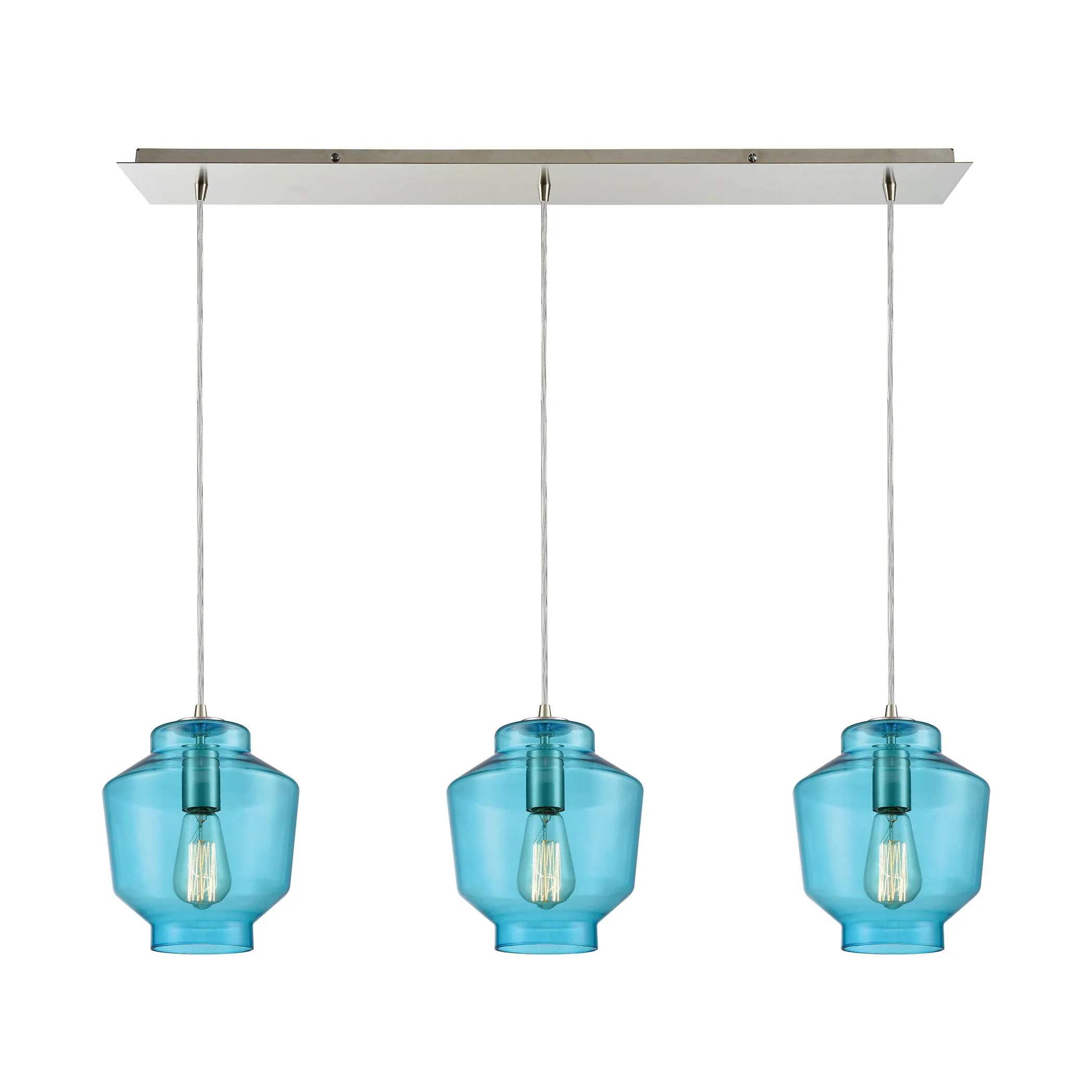 Barrel 36" Wide 3-Light Mini Pendant - Satin Nickel