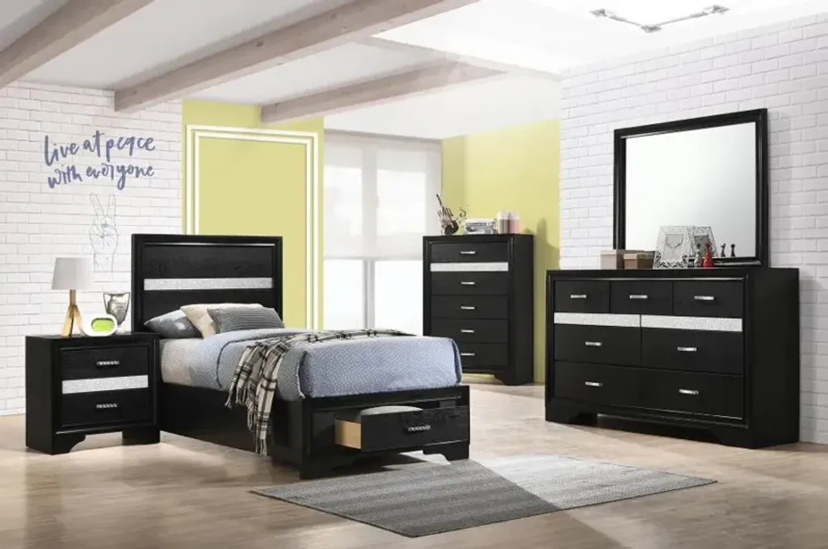 Miranda 4-piece Twin Storage Bedroom Set Black