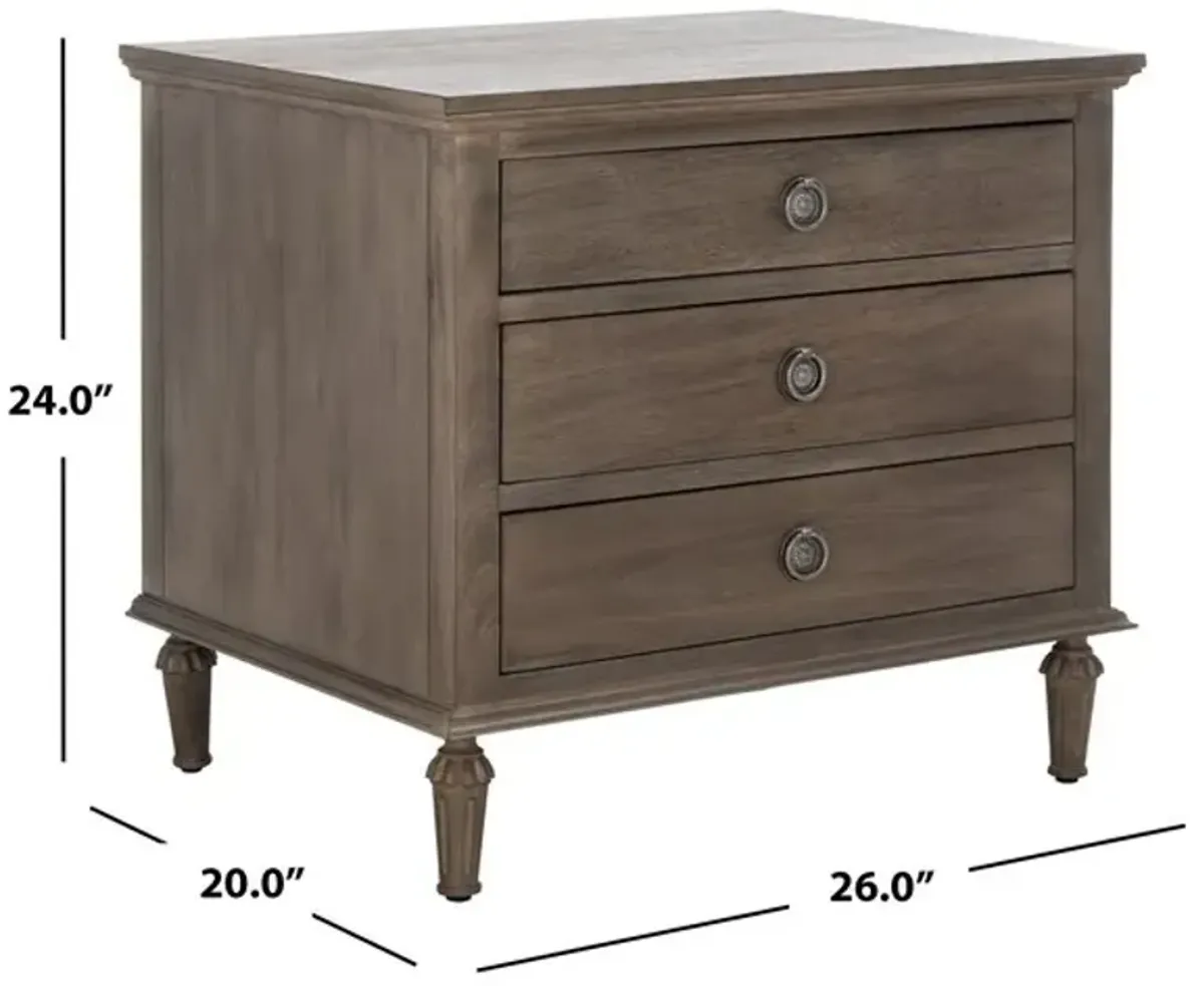 Lisabet 3 Drawer Wood Nightstand