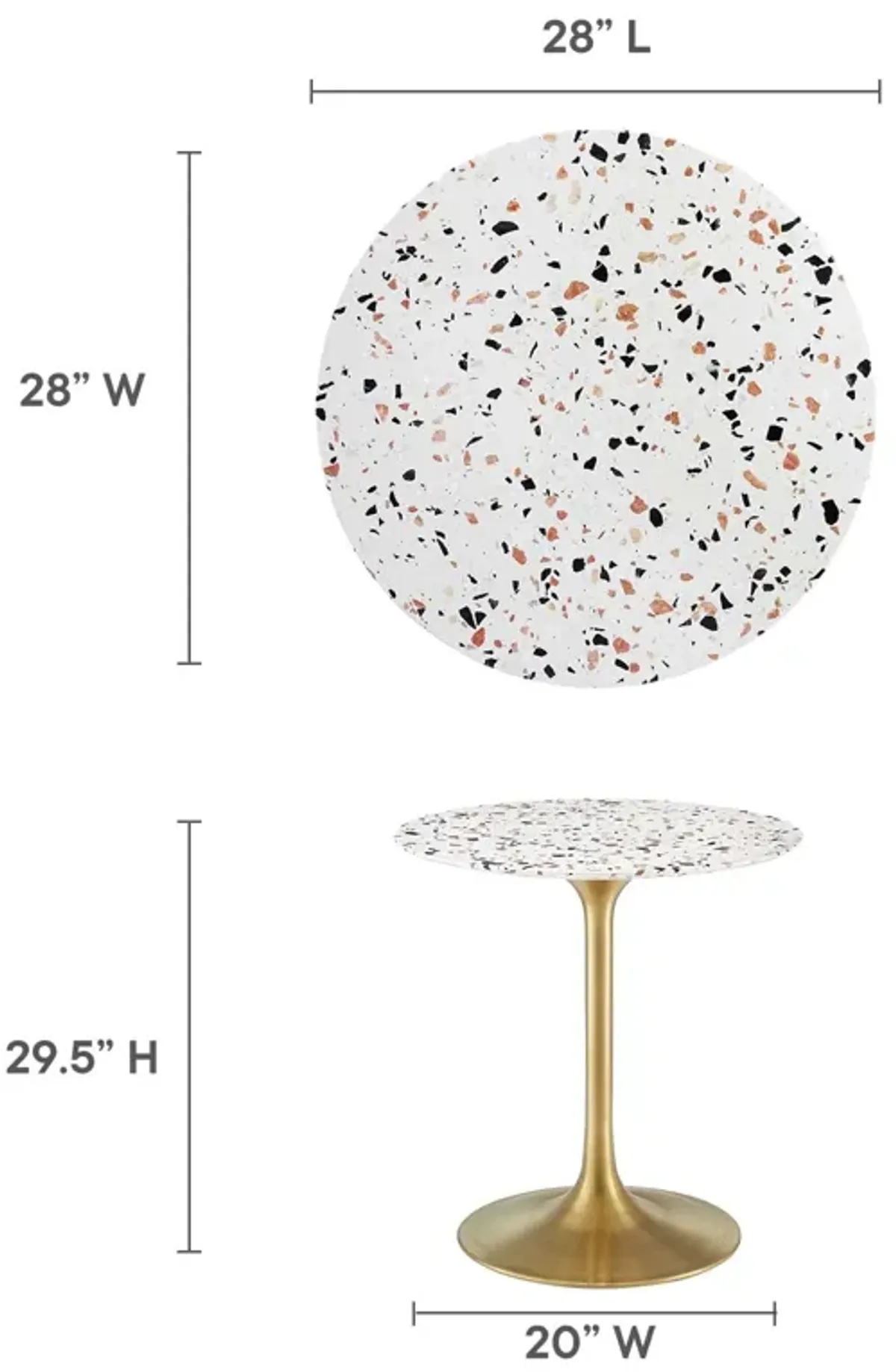 Lippa 28" Round Terrazzo Dining Table